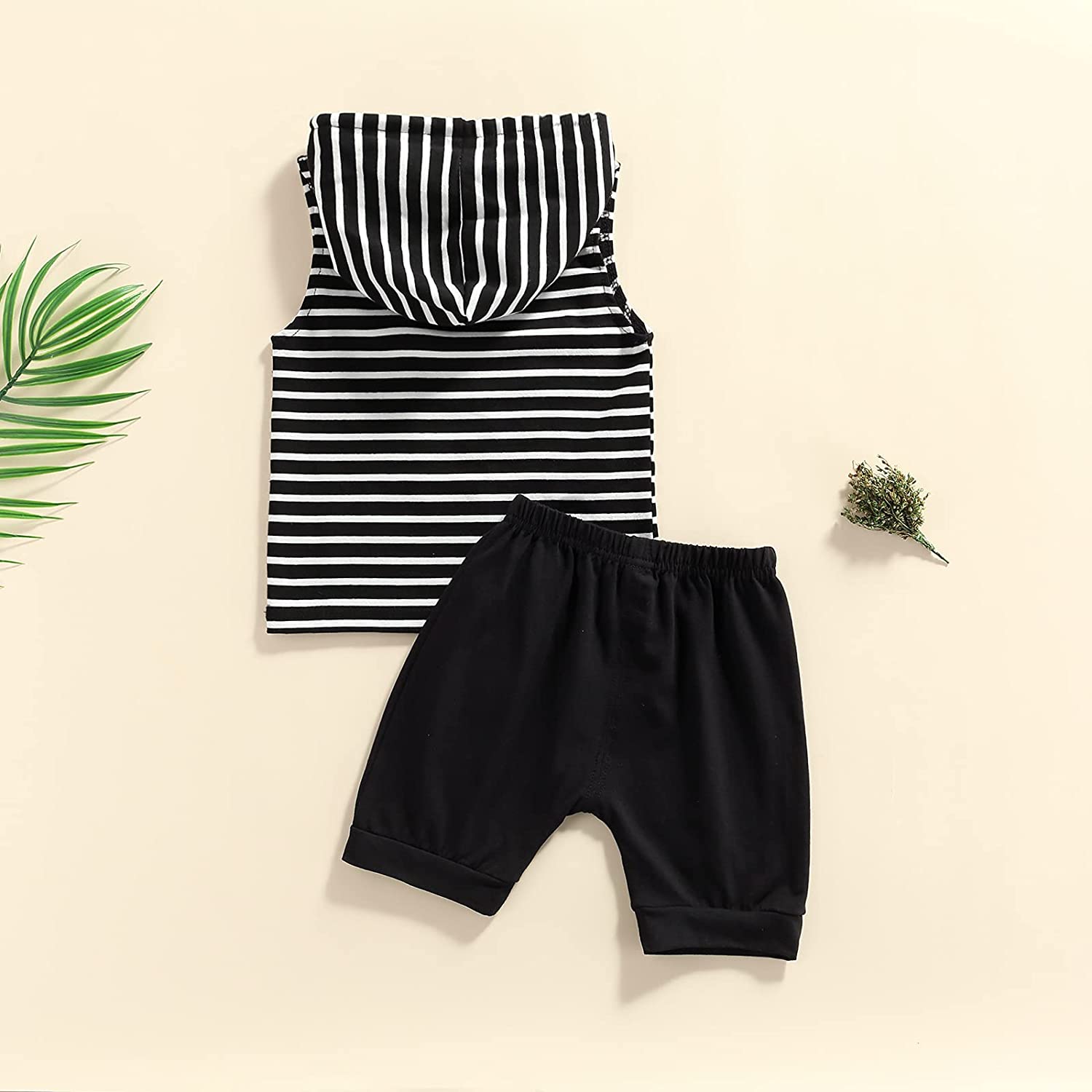 Toddler Baby Boy Cotton Clothes Set Kids Striped Hoodie Tops and Shorts Pants 2Pcs Sport Wear Tracks