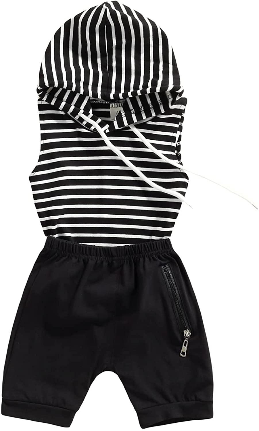 Toddler Baby Boy Cotton Clothes Set Kids Striped Hoodie Tops and Shorts Pants 2Pcs Sport Wear Tracks