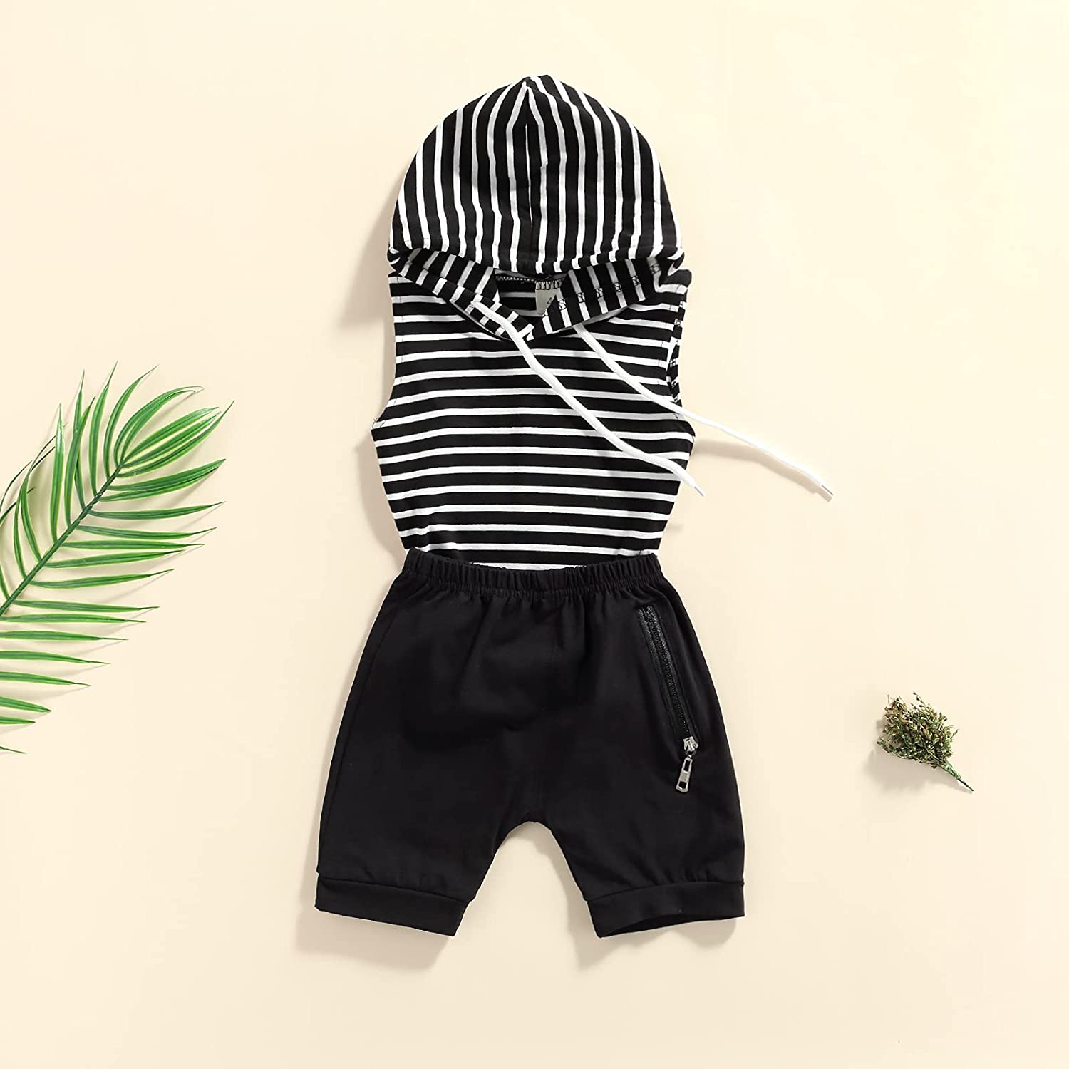 Toddler Baby Boy Cotton Clothes Set Kids Striped Hoodie Tops and Shorts Pants 2Pcs Sport Wear Tracks