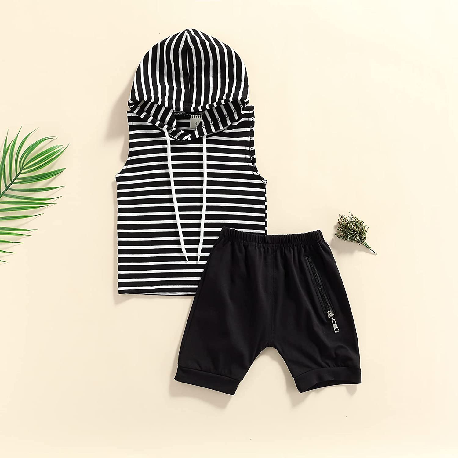 Toddler Baby Boy Cotton Clothes Set Kids Striped Hoodie Tops and Shorts Pants 2Pcs Sport Wear Tracks