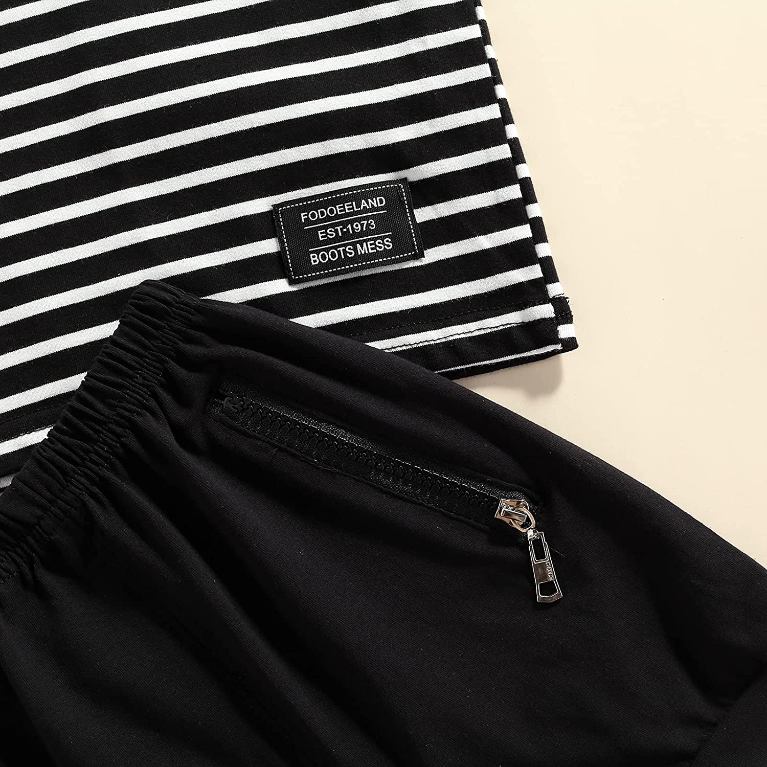 Toddler Baby Boy Cotton Clothes Set Kids Striped Hoodie Tops and Shorts Pants 2Pcs Sport Wear Tracks