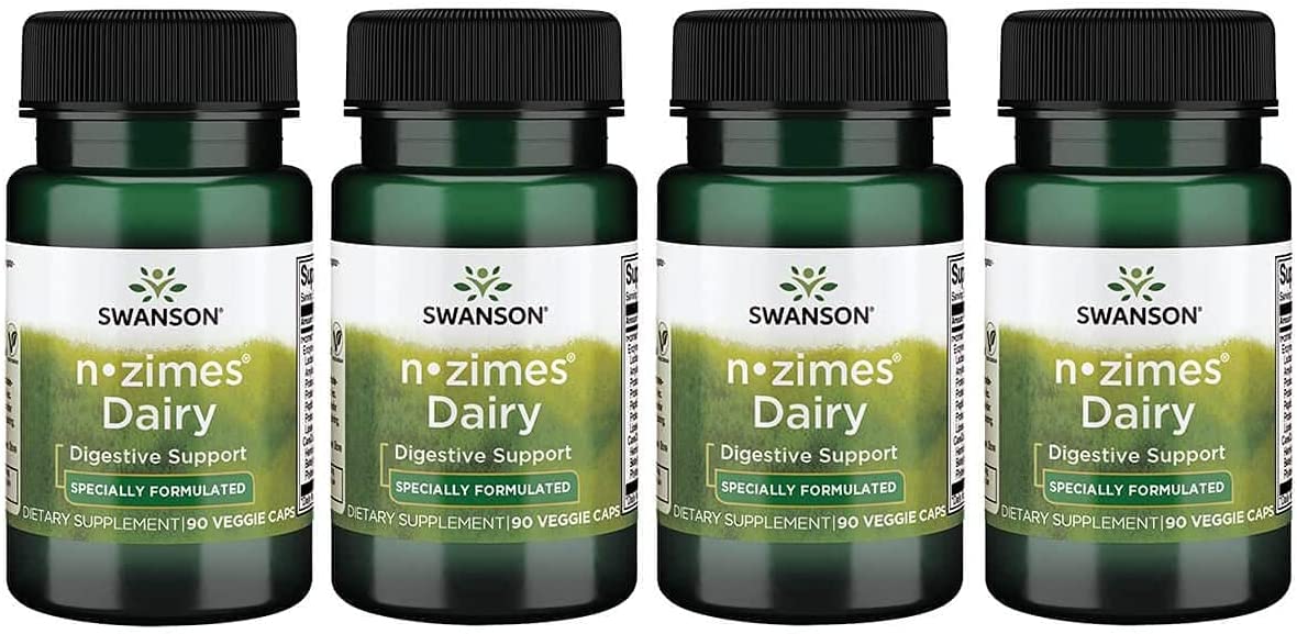 Swanson n-zimes Dairy 90 Veg Capsules Enzyme (4 Pack)