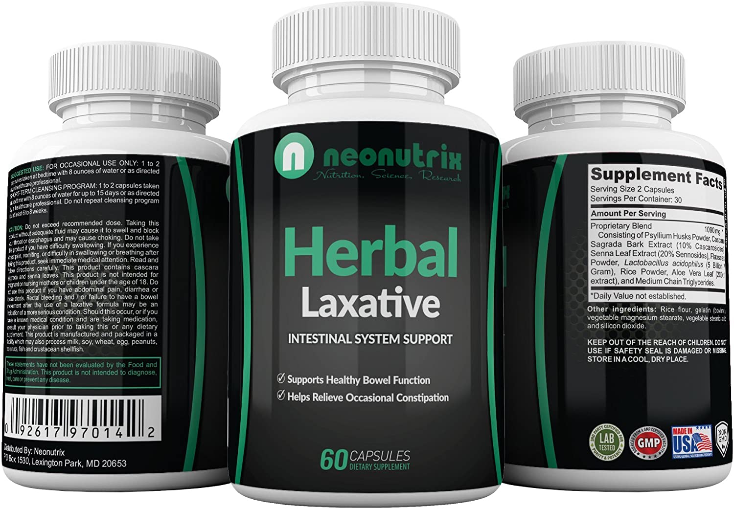 Natural Laxative Psyllium Husk Capsules Constipation Relief & Healthy Bowel Movement Colon Cleanse &