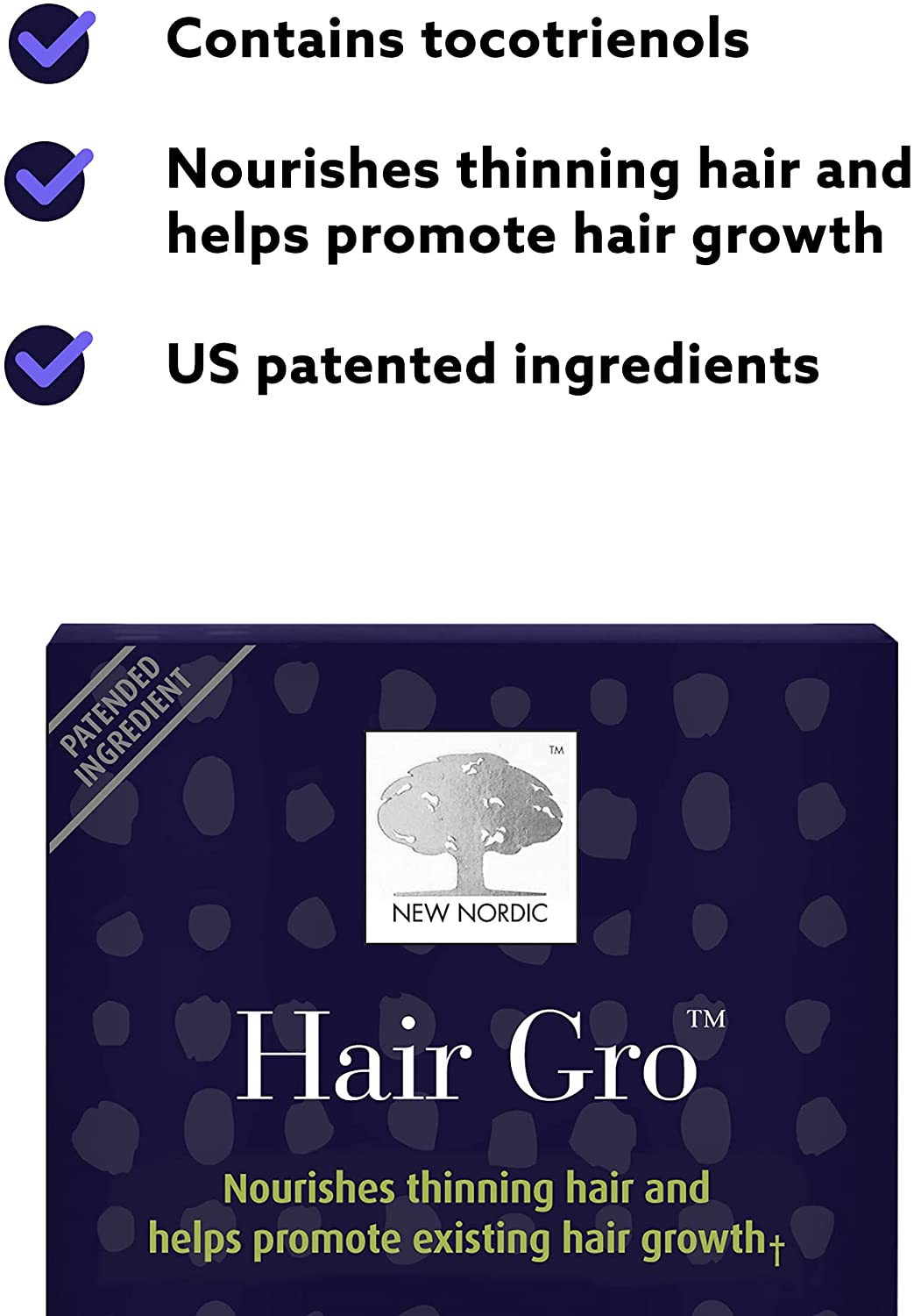 New Nordic Hair GRO | Hair Growth Supplement Tablets | Biotin & Palm Fruit Extract for Natural Regro