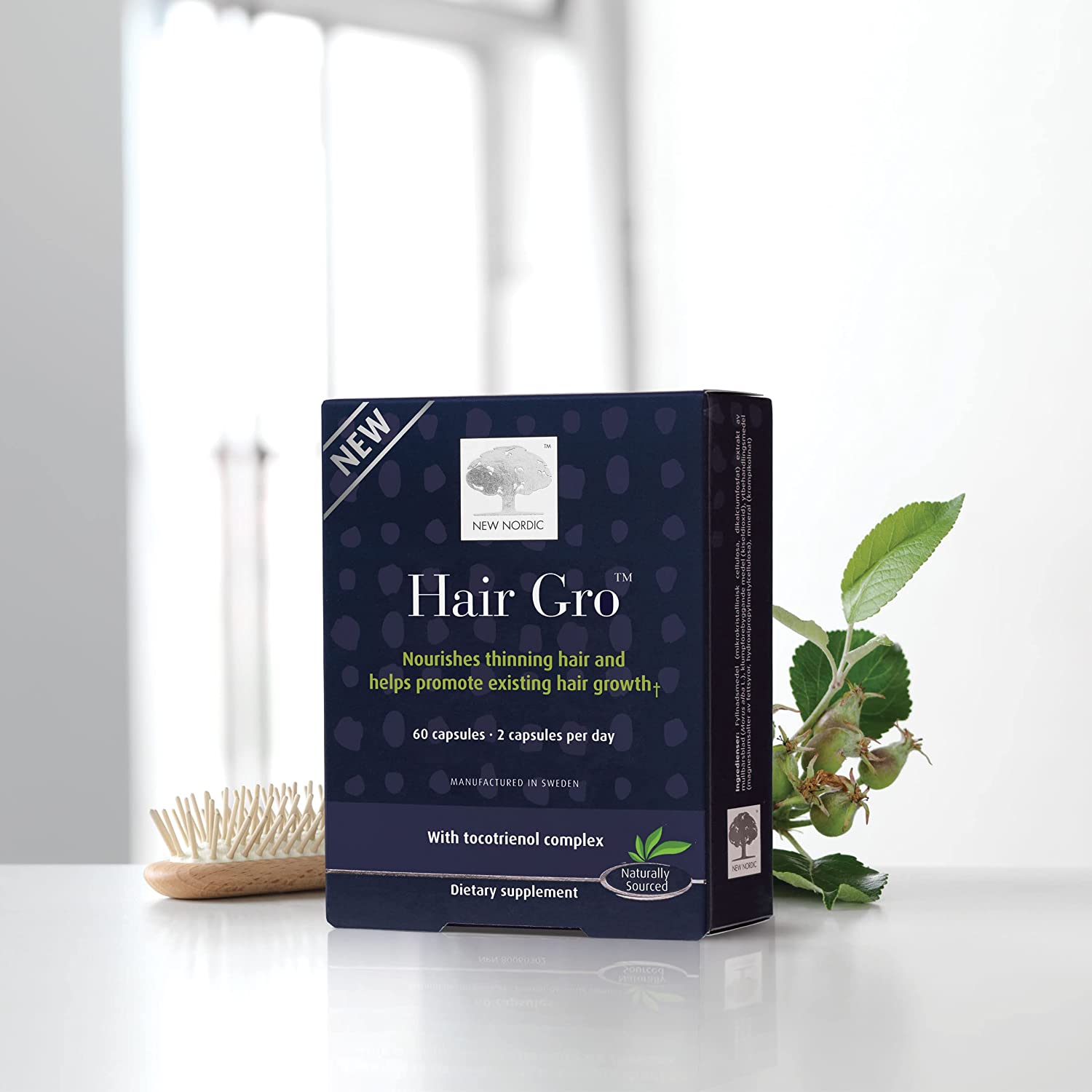 New Nordic Hair GRO | Hair Growth Supplement Tablets | Biotin & Palm Fruit Extract for Natural Regro