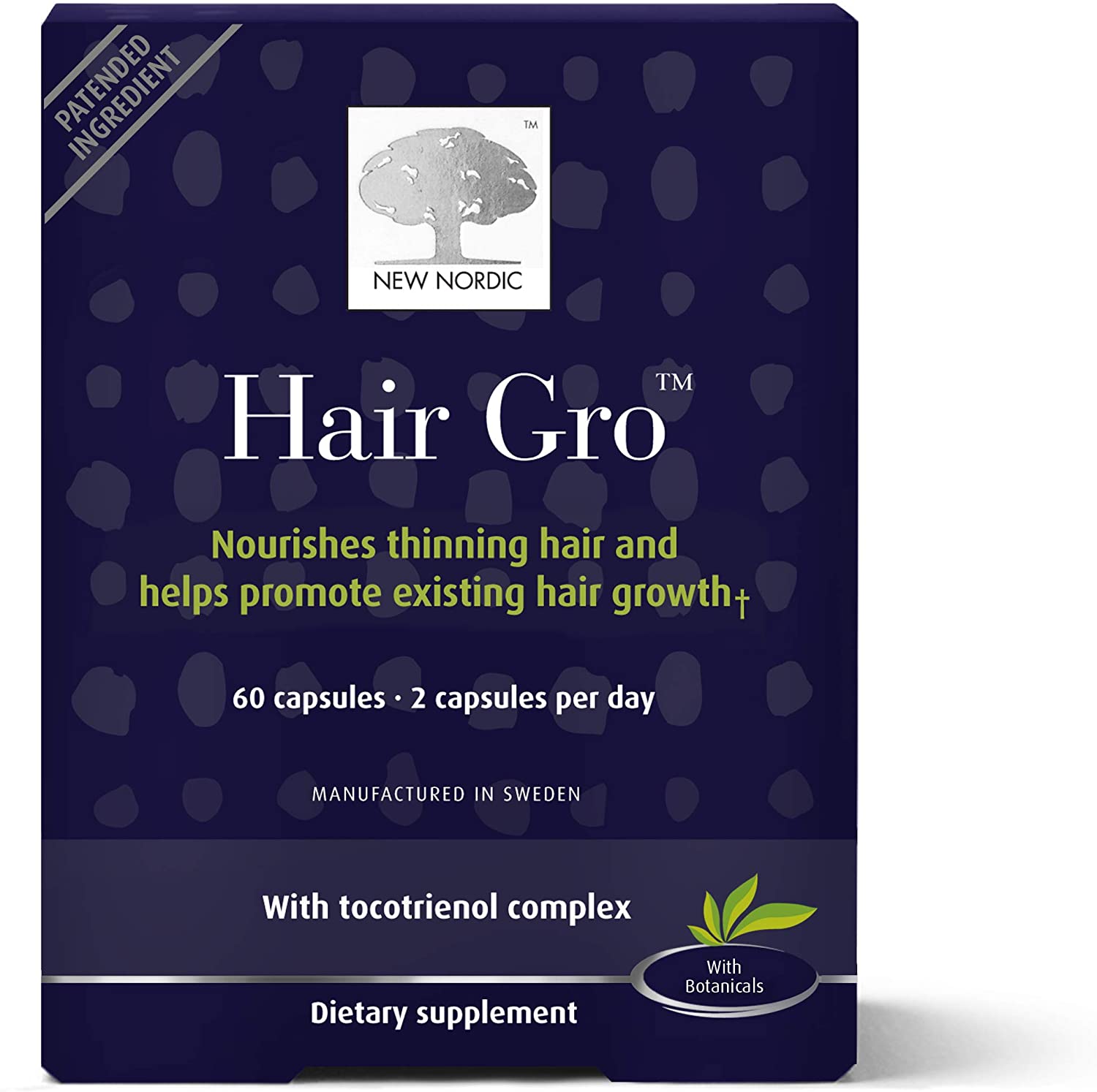 New Nordic Hair GRO | Hair Growth Supplement Tablets | Biotin & Palm Fruit Extract for Natural Regro