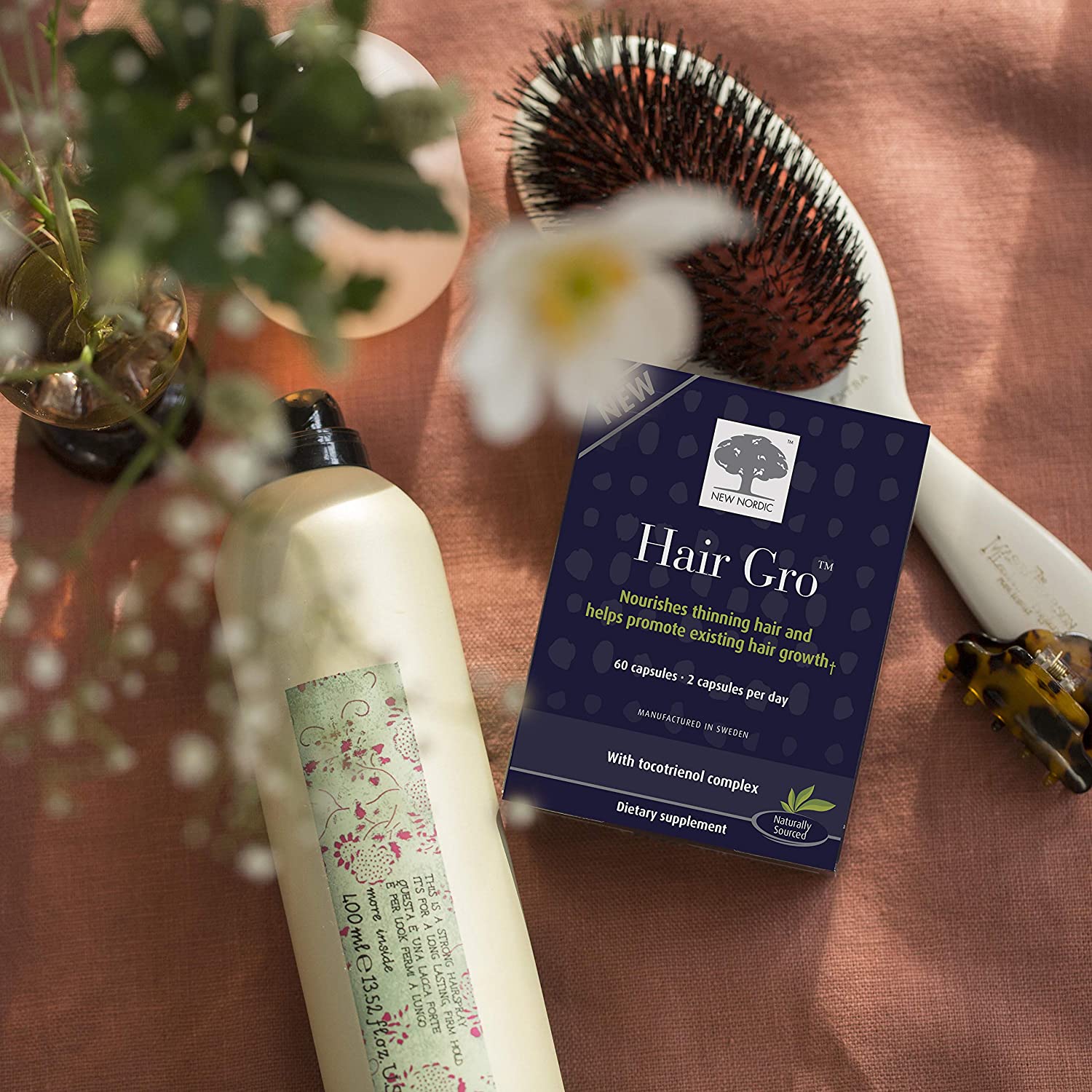 New Nordic Hair GRO | Hair Growth Supplement Tablets | Biotin & Palm Fruit Extract for Natural Regro