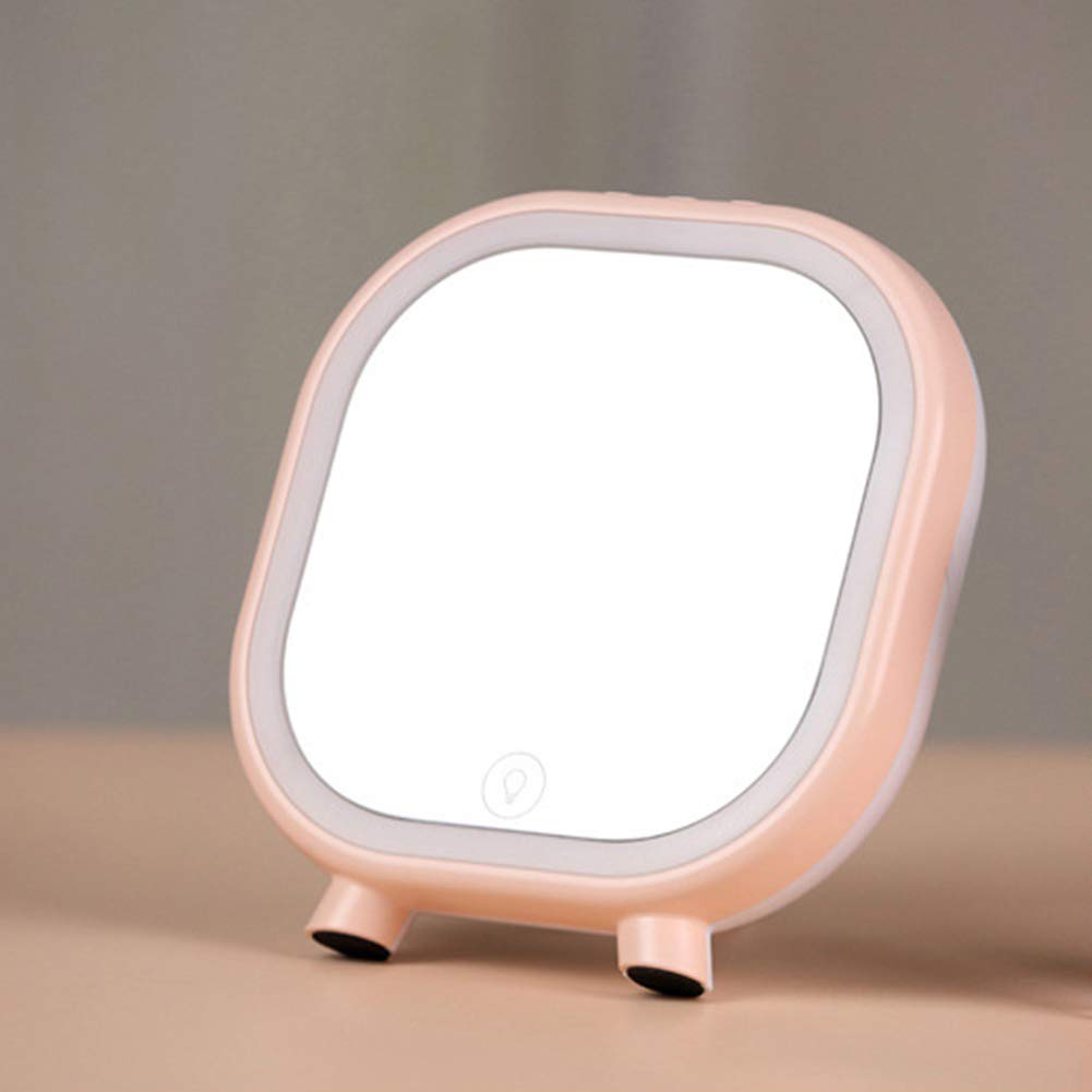 heaven2017 Wireless Bluetooth Sound Lamp LED Lighted Makeup Mirror Pink
