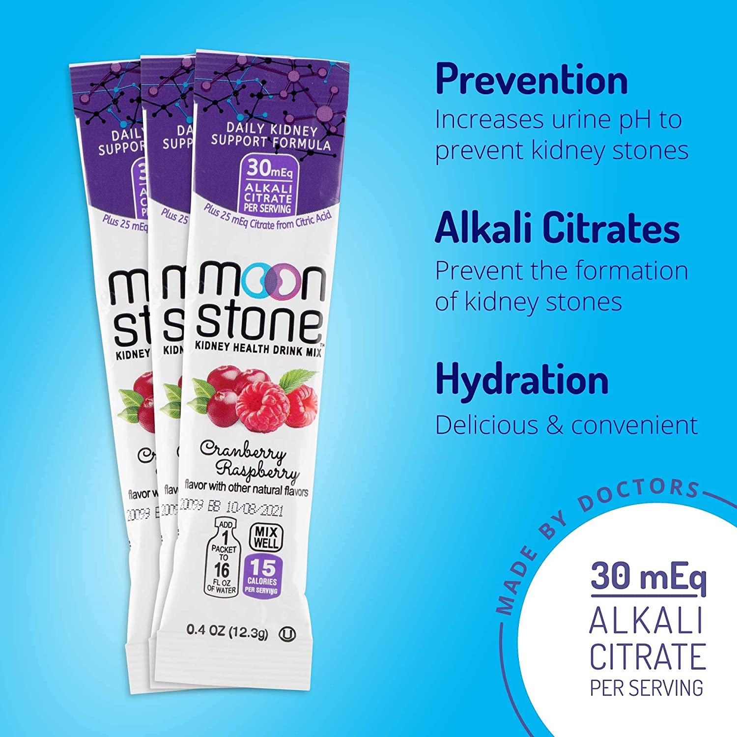 Moonstone Nutrition Kidney Stone Health Supplement, Keto Electrolyte Hydration Powder, Alkalize, Pre