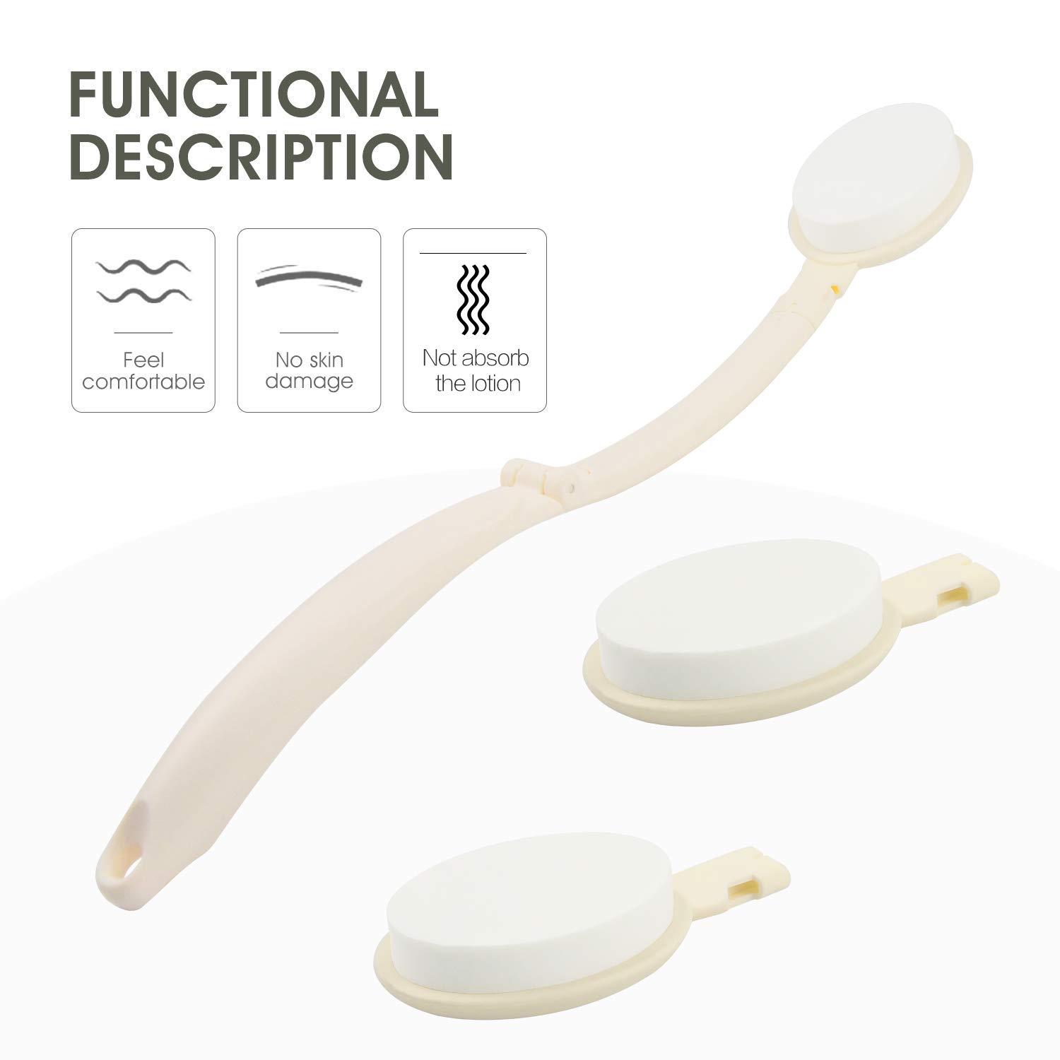 LFJ Lotion Applicator with Long Curved Handle for Back,Legs,Feet Self Application of Sunscreen , Sun