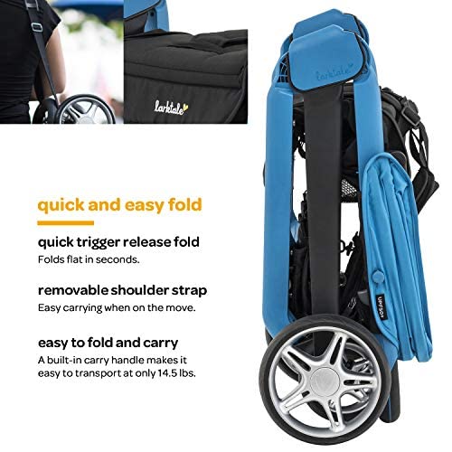 Larktale Chit Chat Compact Lightweight Travel Stroller, Freshwater Blue