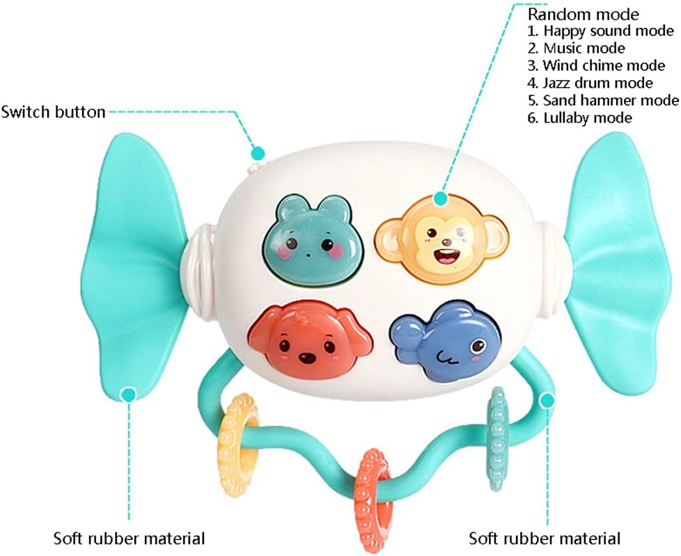 Ochine Soft Infant Rattle Musical Candy with Light Baby Rattles Kids Set Style Safety Hand Bell Musi