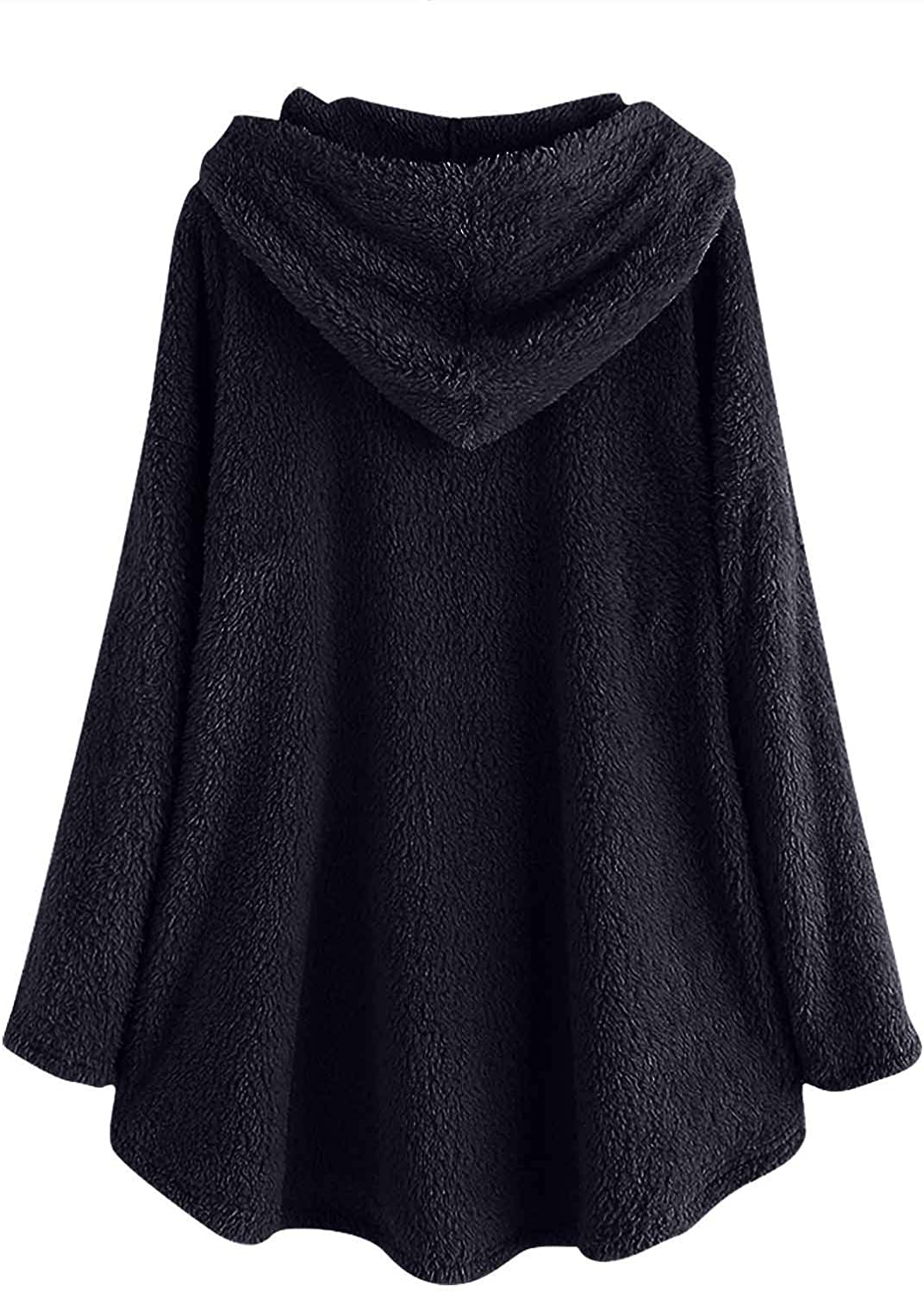 Dosoop Womens Fleece Warm Hoodie Fleece Pullover Autumn Winter Plush Cat Embroidery Plus Size Hooded