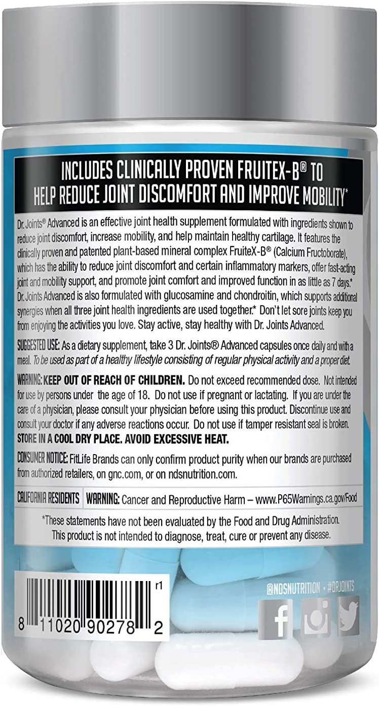 NDS Nutrition Dr. Joints - Advanced Joint Health Formula with FruiteX-B, Glucosamine, & Chondroitin 