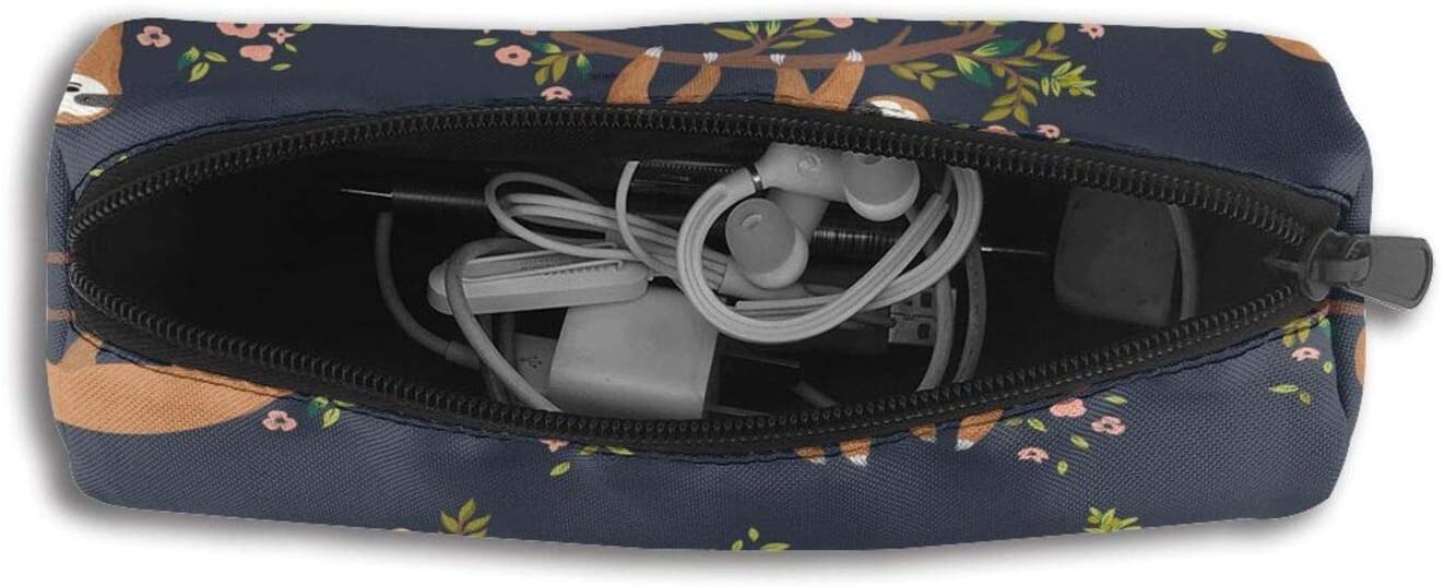 Baby Sloth on Tree Pencil Pen Bag Case, Women Makeup Bag Cosmetic Storage Pouch Holder Box Organizer