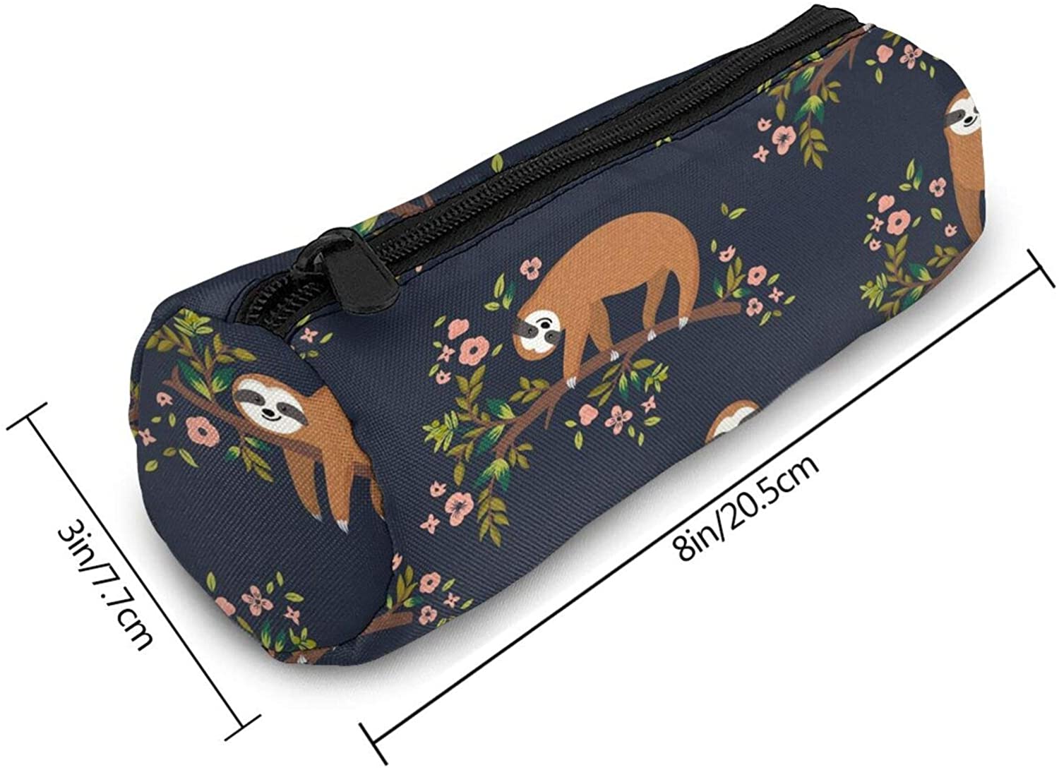 Baby Sloth on Tree Pencil Pen Bag Case, Women Makeup Bag Cosmetic Storage Pouch Holder Box Organizer