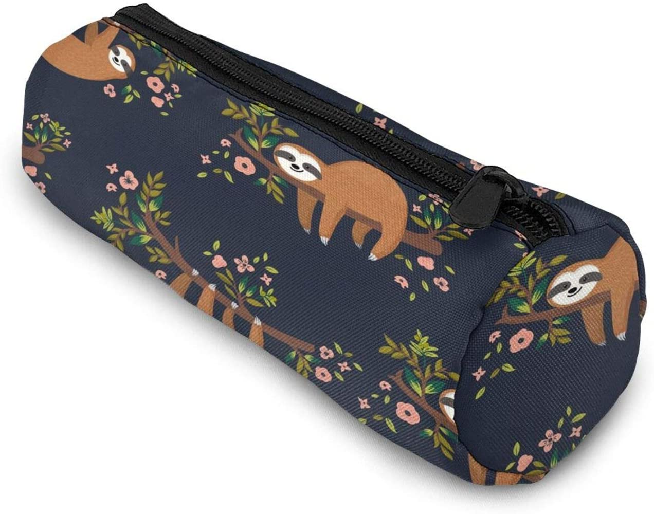 Baby Sloth on Tree Pencil Pen Bag Case, Women Makeup Bag Cosmetic Storage Pouch Holder Box Organizer