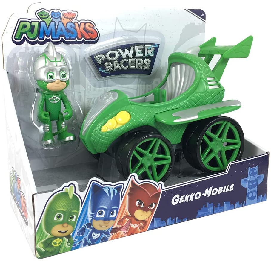 PJ Masks Power Racers Vehicles, Articulated Gekko Figure and Gekko Mobile, Green