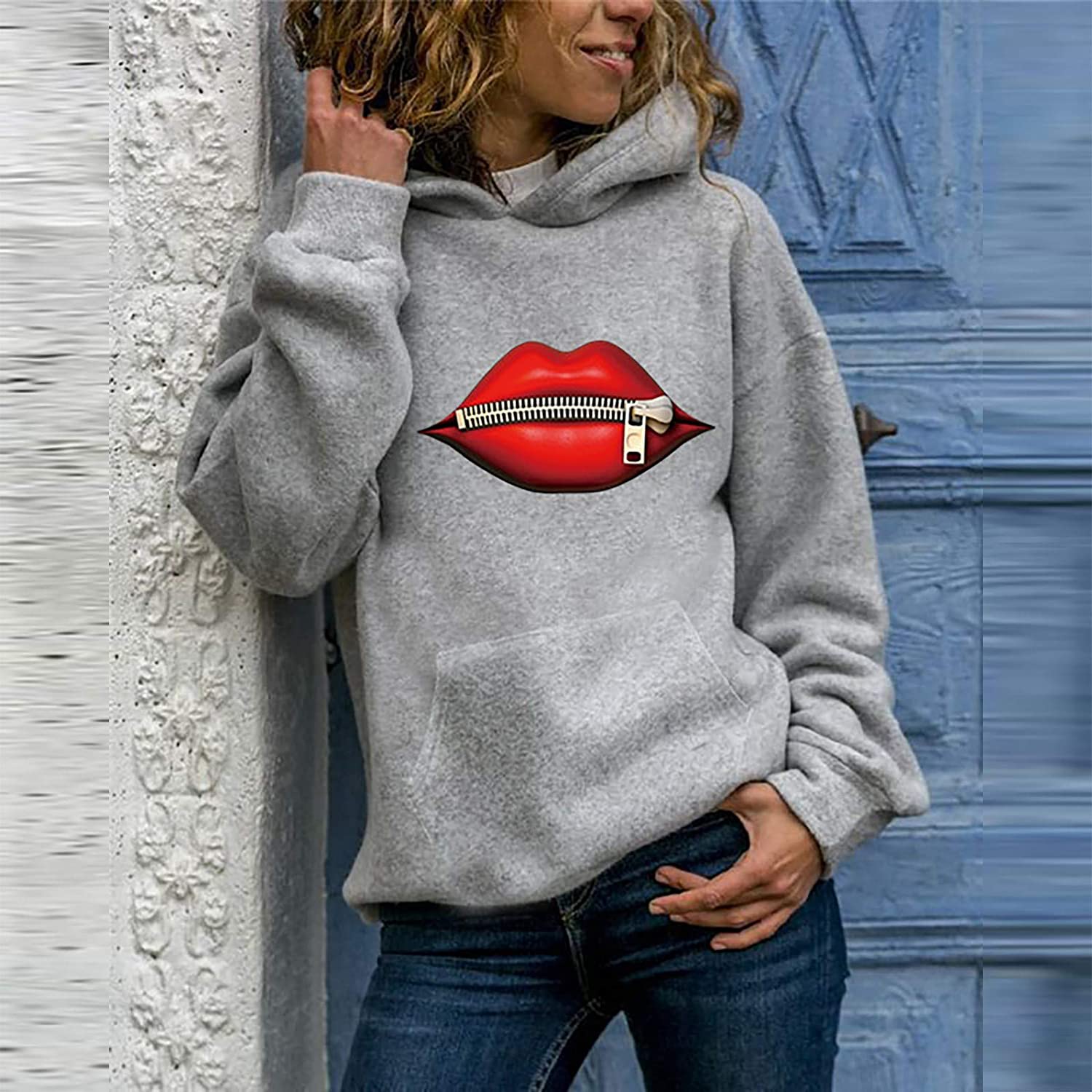 Dosoop Women Sweatshirt Floral Long Sleeve Drawstring Casual Hoodies Drawstring Pullover Sweaters To