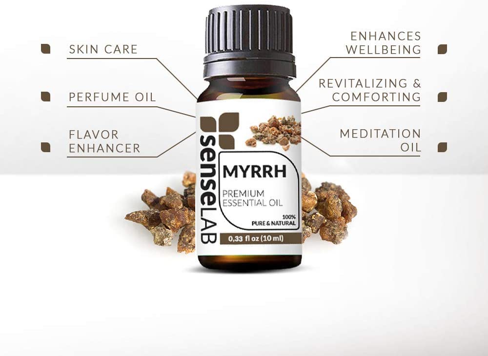 SenseLAB Myrrh Essential Oil - 100 % Pure Extract Myrrh Oil Therapeutic Grade - Meditation and Intro