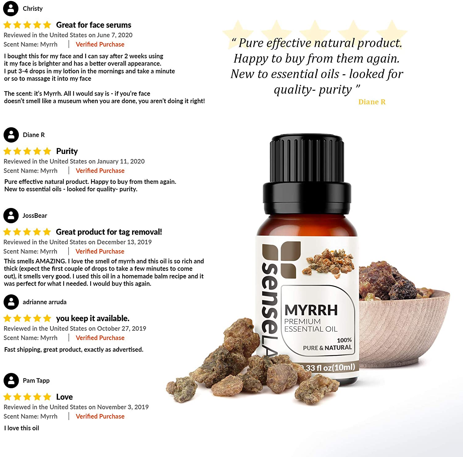 SenseLAB Myrrh Essential Oil - 100 % Pure Extract Myrrh Oil Therapeutic Grade - Meditation and Intro