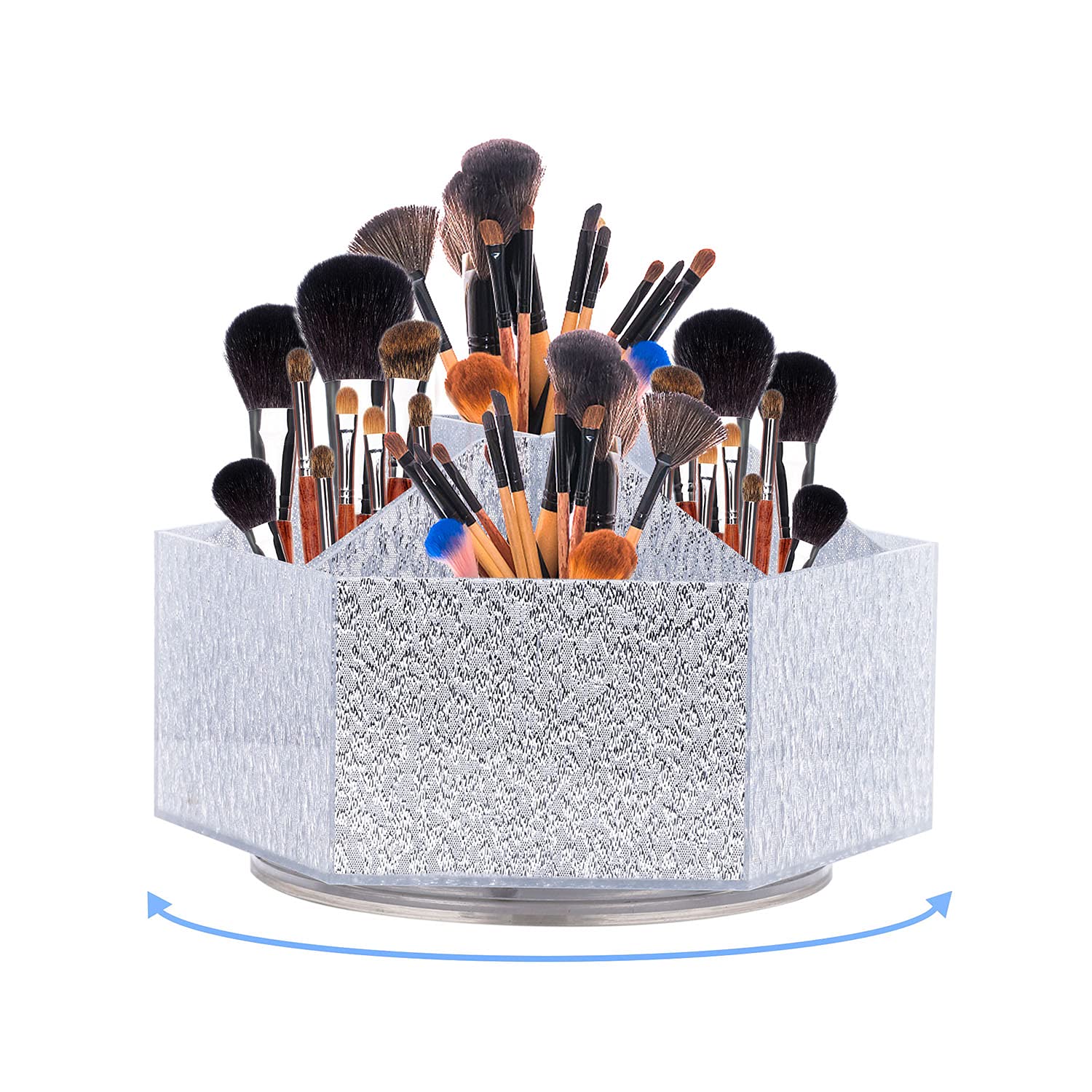 Rotating Makeup Brush Holder Silver
