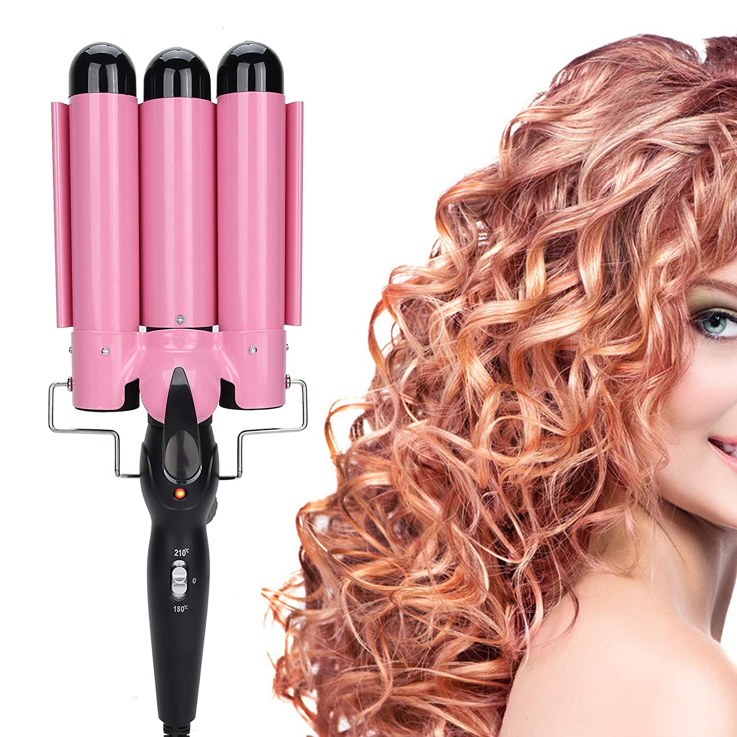 Hair Curling Iron 3 Barrel Hair Crimper Ceramic Temperature Control Hair Waving Styling Tools 32mm E