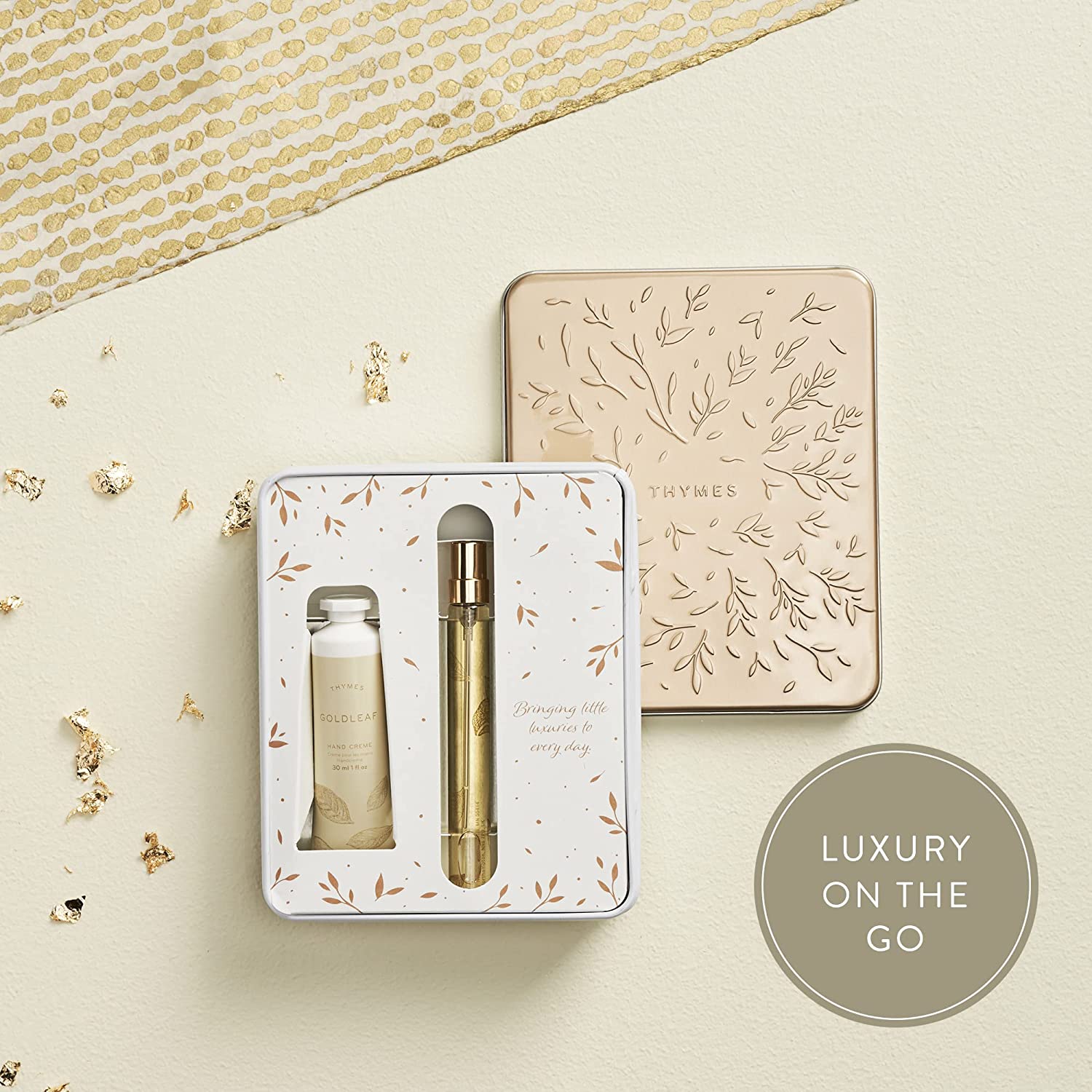 Thymes Goldleaf Fragrance Duo Contains Petite Hand Cream & Perfume Spray Pen