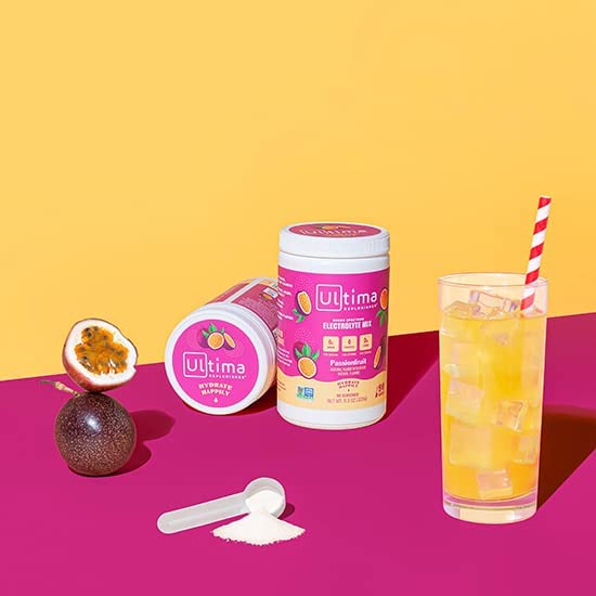 Ultima Replenisher Electrolyte Hydration Drink Mix Powder, Passionfruit, 90 Servings, no Sugar, 0 Ca