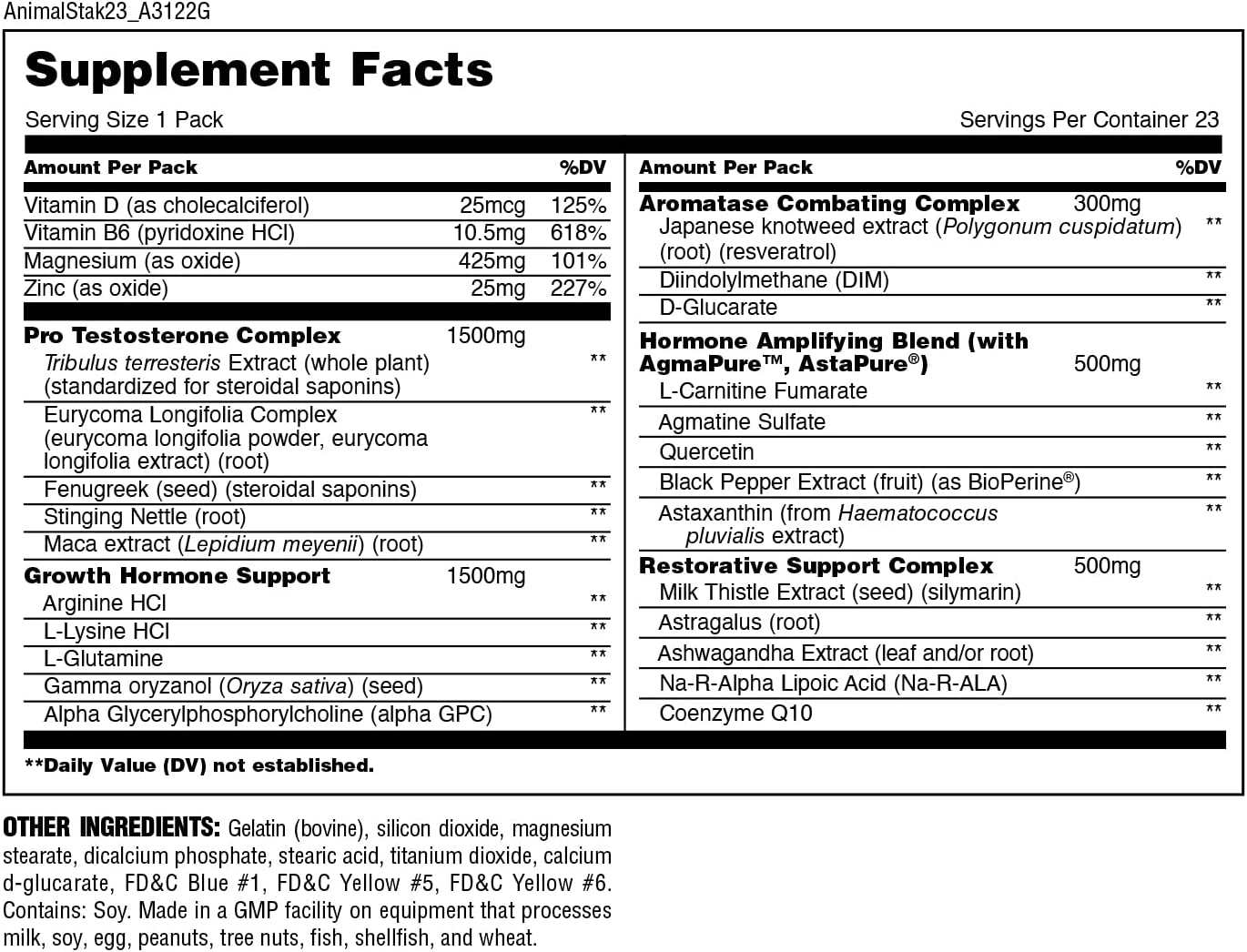 Animal Stak - Natural Hormone Booster Supplement with Tribulus - Natural Testosterone Booster for Bo
