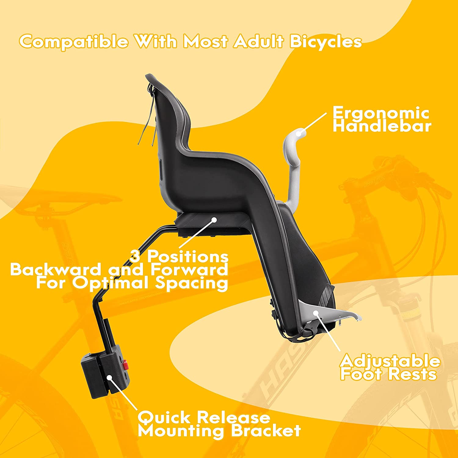 CyclingDeal Bicycle Baby Seat Carrier with Handrail - Front Mounted Child Kid Toddler Bike Seat for