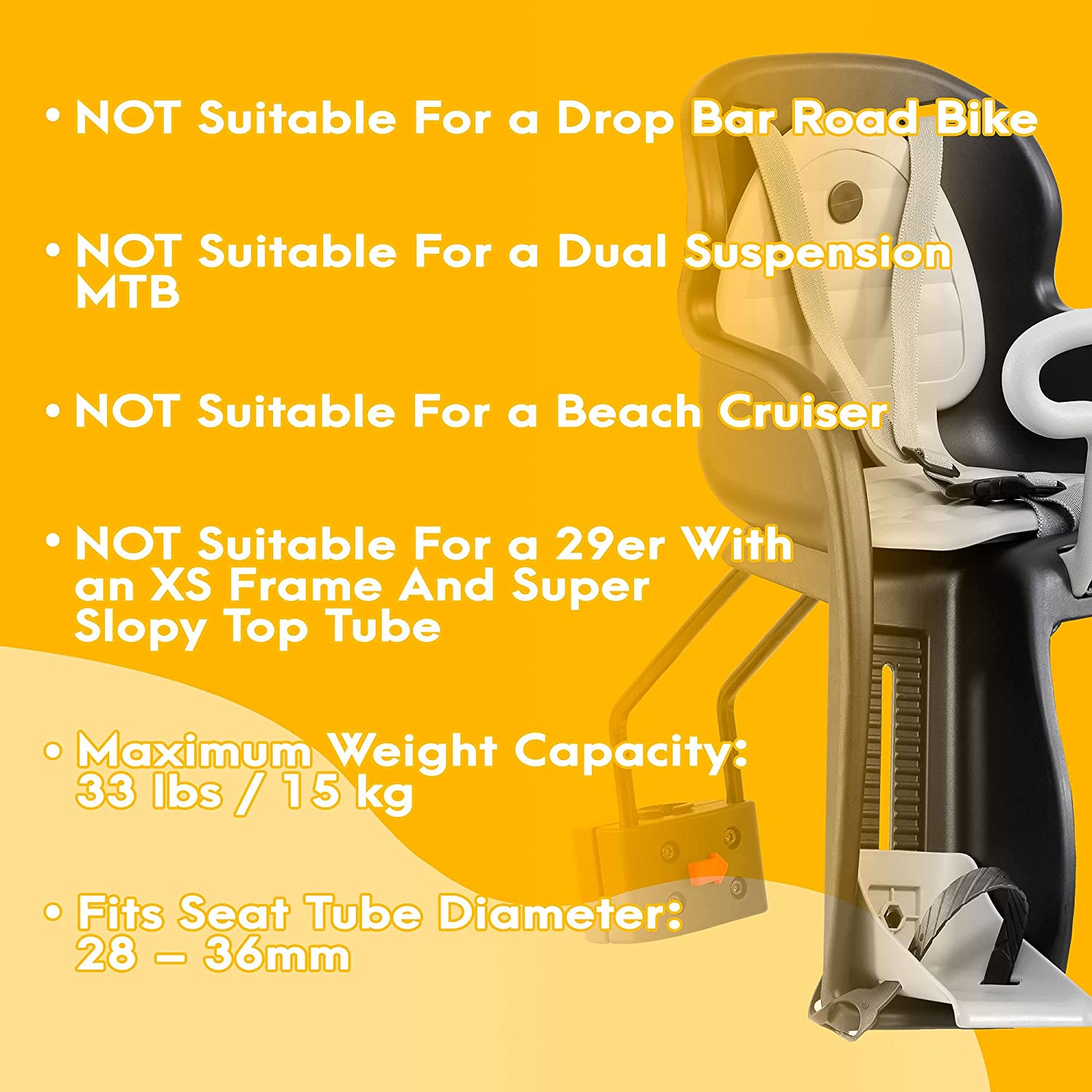 CyclingDeal Bicycle Baby Seat Carrier with Handrail - Front Mounted Child Kid Toddler Bike Seat for