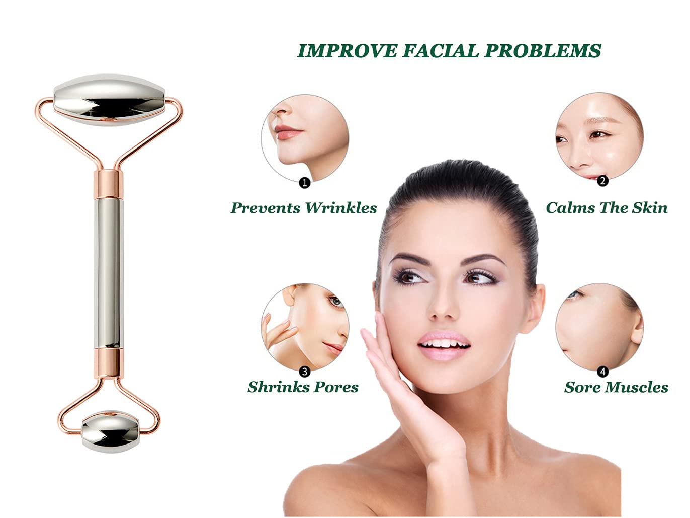 VinLr Stainless Steel Facial Roller Massager, Solid Metal Ice Roller