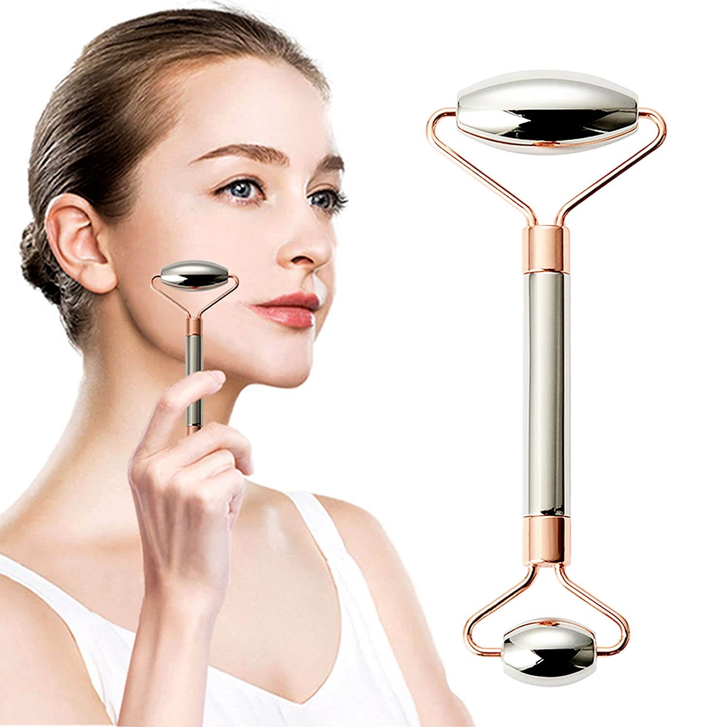 VinLr Stainless Steel Facial Roller Massager, Solid Metal Ice Roller