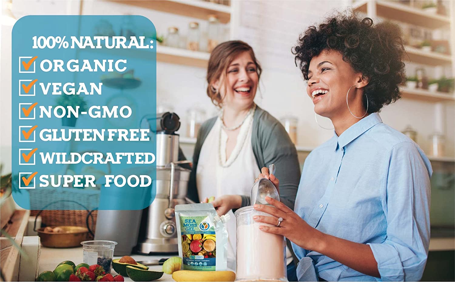 Organic Sea Moss Gel (4 Flavors) - 16 Ounces - Real Fruit - Wildcrafted Sea Moss from St. Lucia (Pin