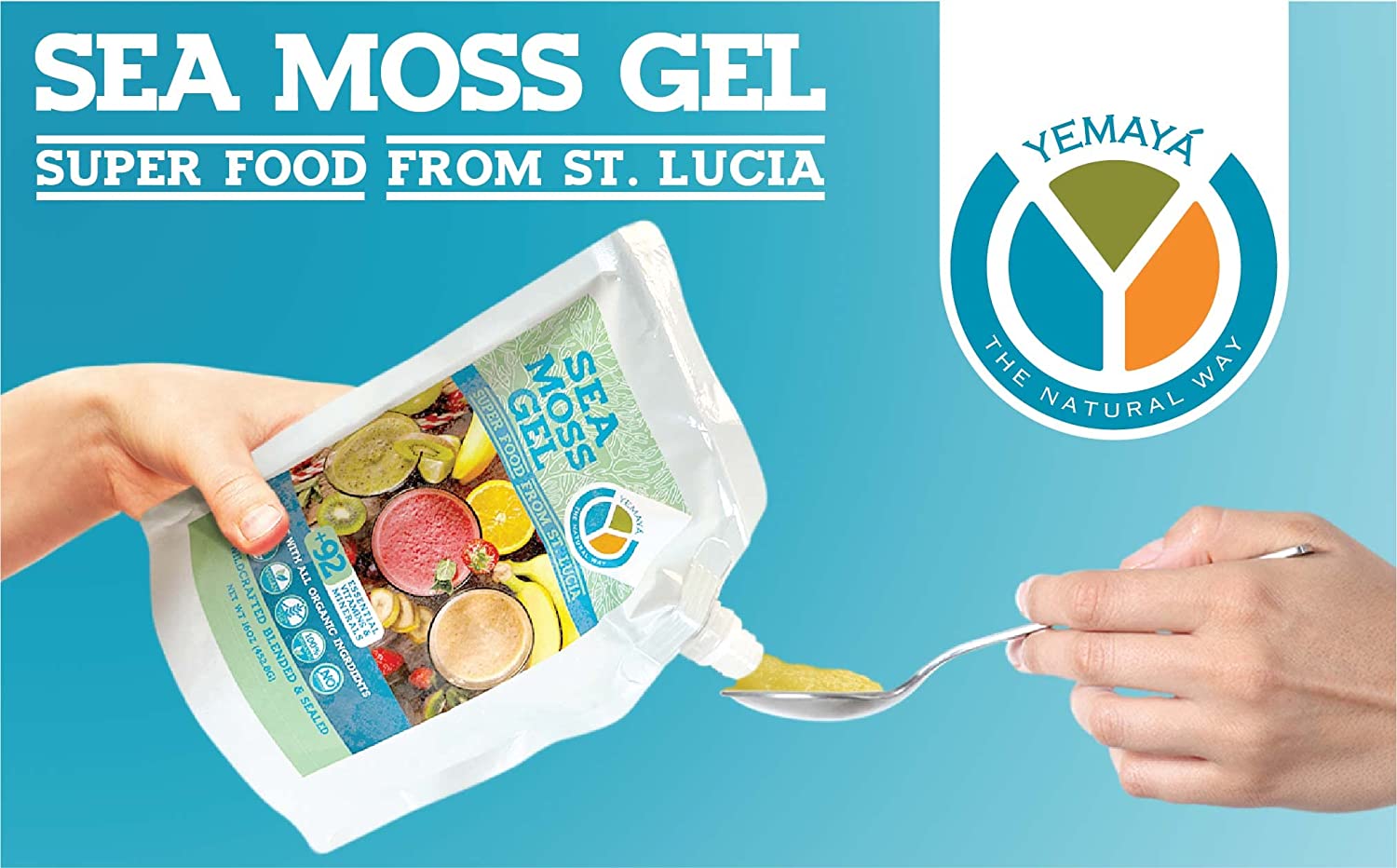 Organic Sea Moss Gel (4 Flavors) - 16 Ounces - Real Fruit - Wildcrafted Sea Moss from St. Lucia (Pin
