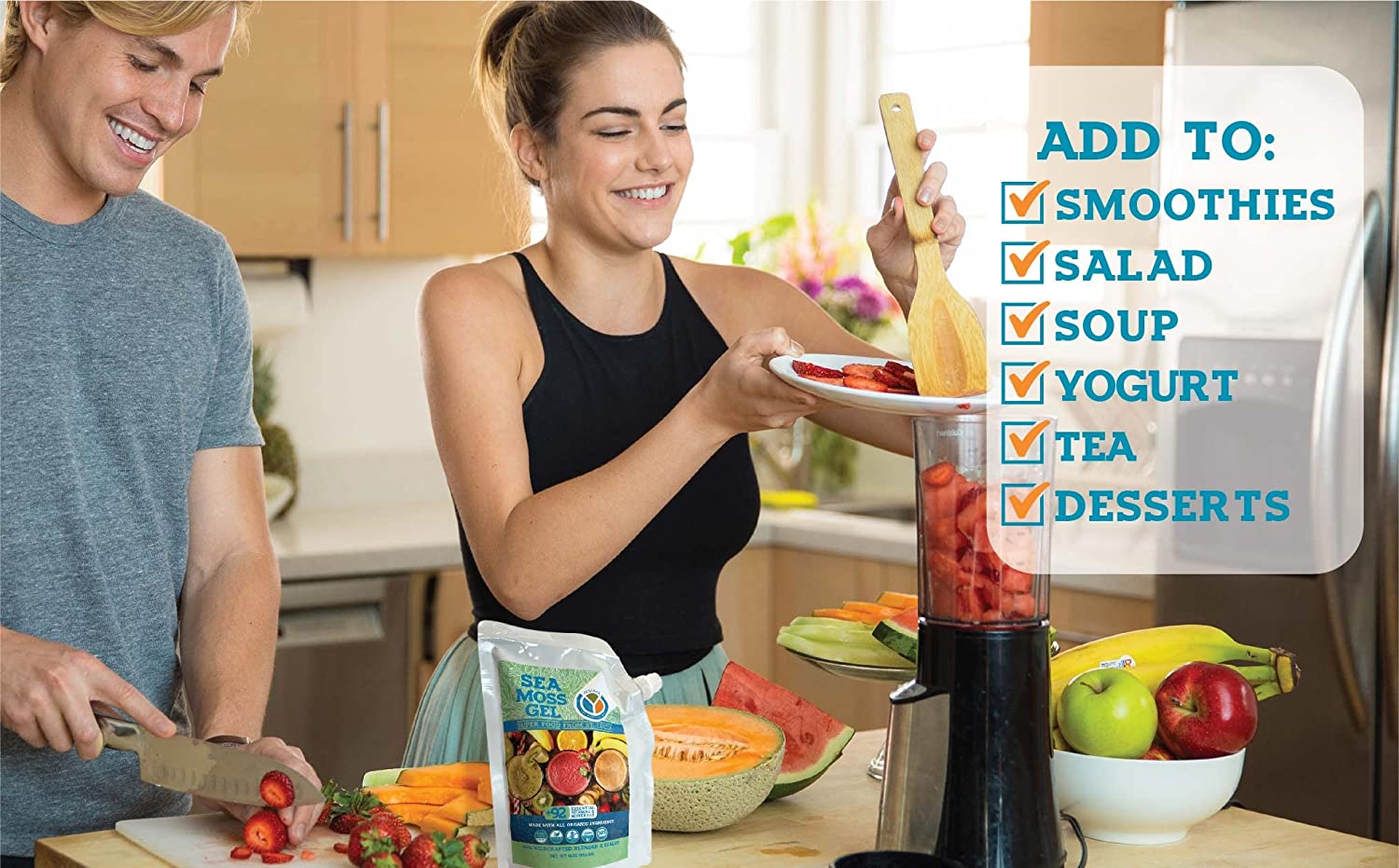 Organic Sea Moss Gel (4 Flavors) - 16 Ounces - Real Fruit - Wildcrafted Sea Moss from St. Lucia (Pin