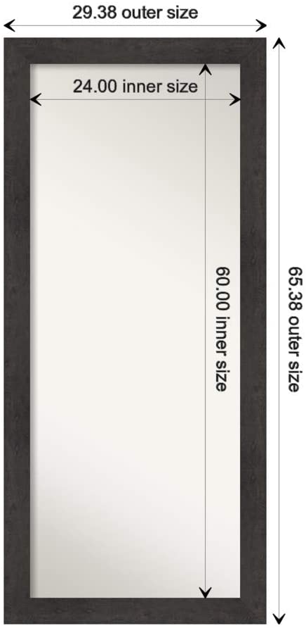 Amanti Art Full Length Mirror (65.4 x 29.4 in.), Rustic Plank Espresso Frame - Floor Mirror, Full Bo