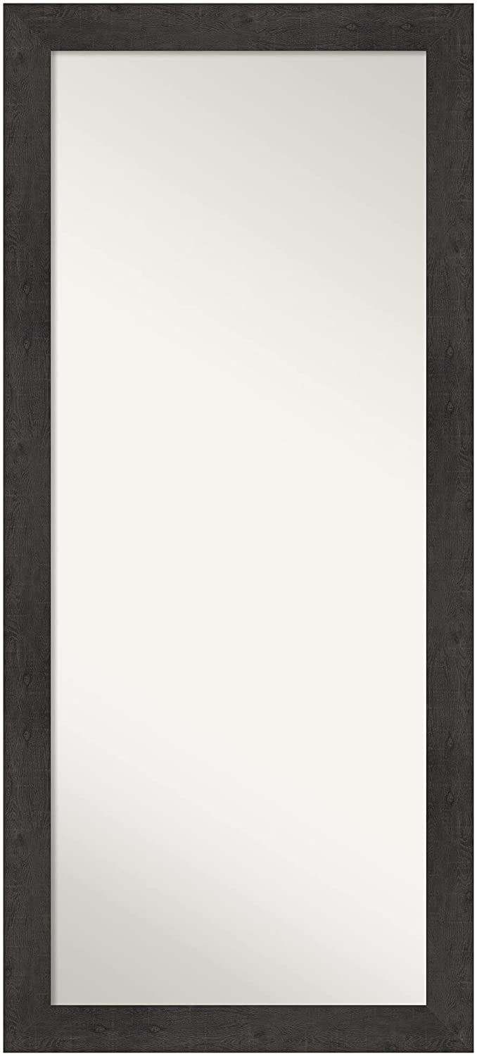 Amanti Art Full Length Mirror (65.4 x 29.4 in.), Rustic Plank Espresso Frame - Floor Mirror, Full Bo
