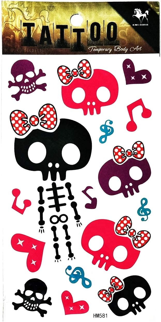 Tattoos 2 Sheets Cute Baby Ghost Skull Skeleton Temporary Tattoo Body Art Stickers Waterproof Tattoo