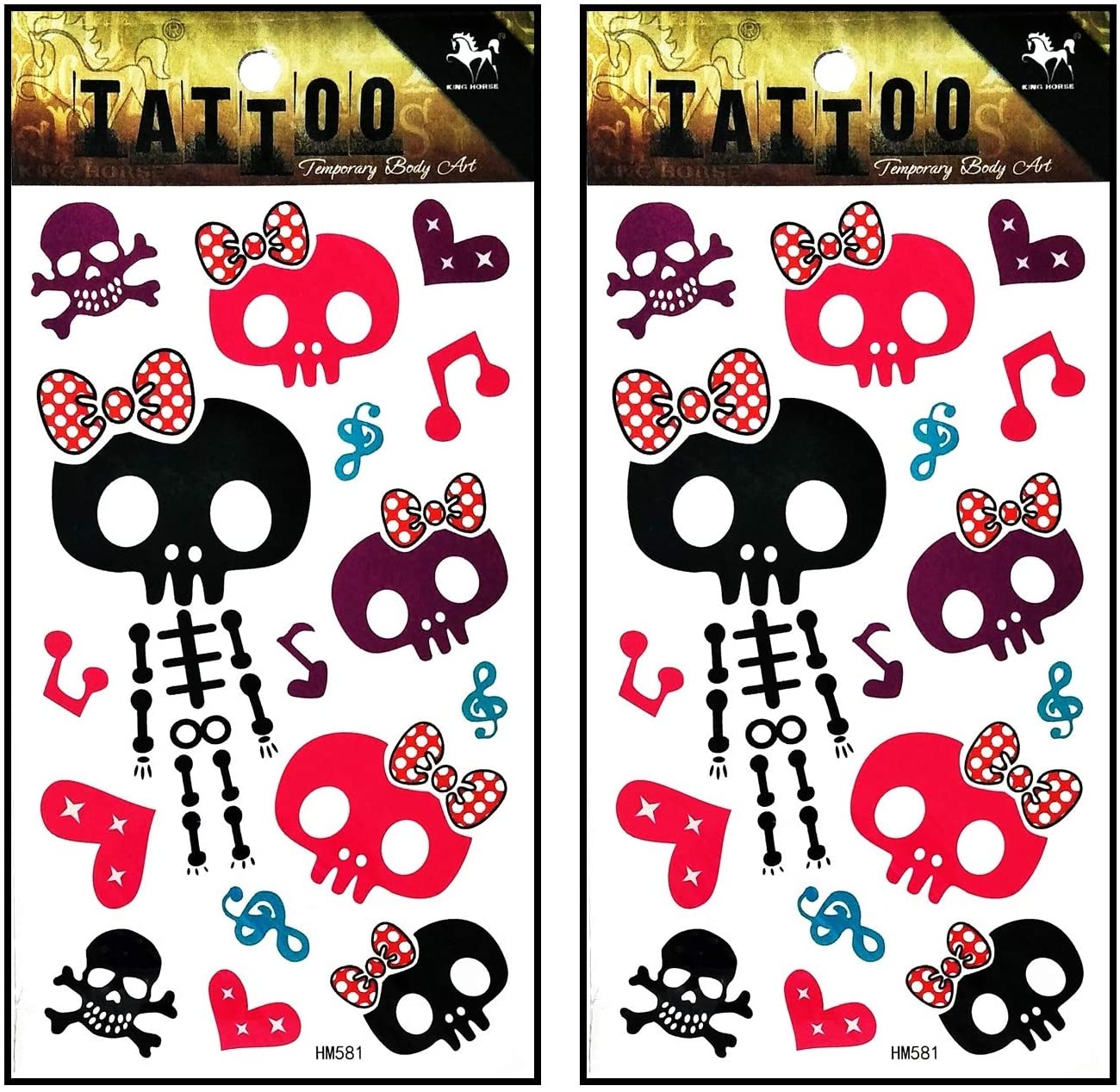 Tattoos 2 Sheets Cute Baby Ghost Skull Skeleton Temporary Tattoo Body Art Stickers Waterproof Tattoo