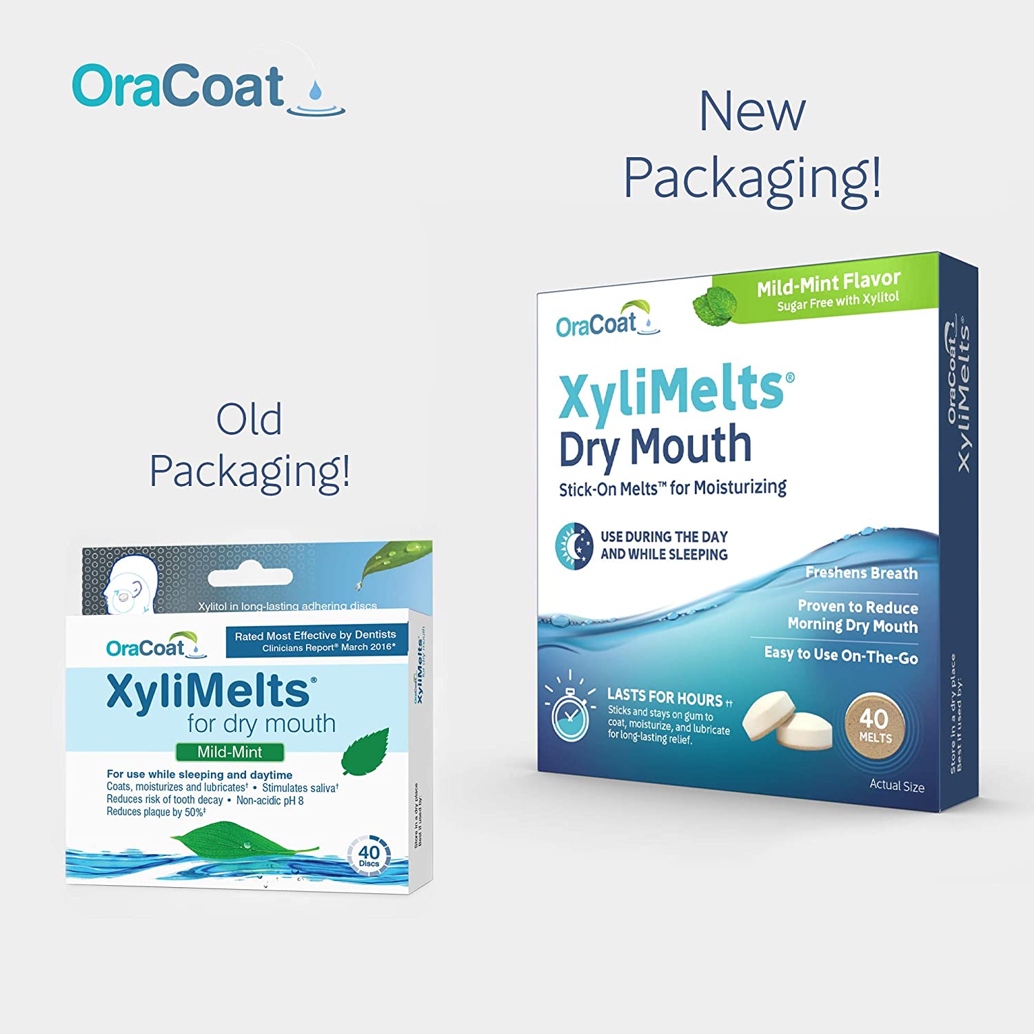 Oracoat Xylimelts for Dry Mouth Relief, Mild Mint (Pack of 3), 40 Count