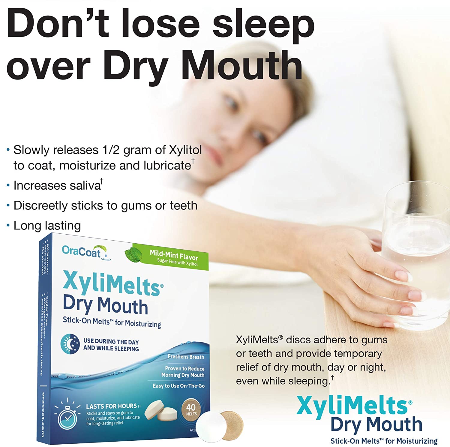 Oracoat Xylimelts for Dry Mouth Relief, Mild Mint (Pack of 3), 40 Count