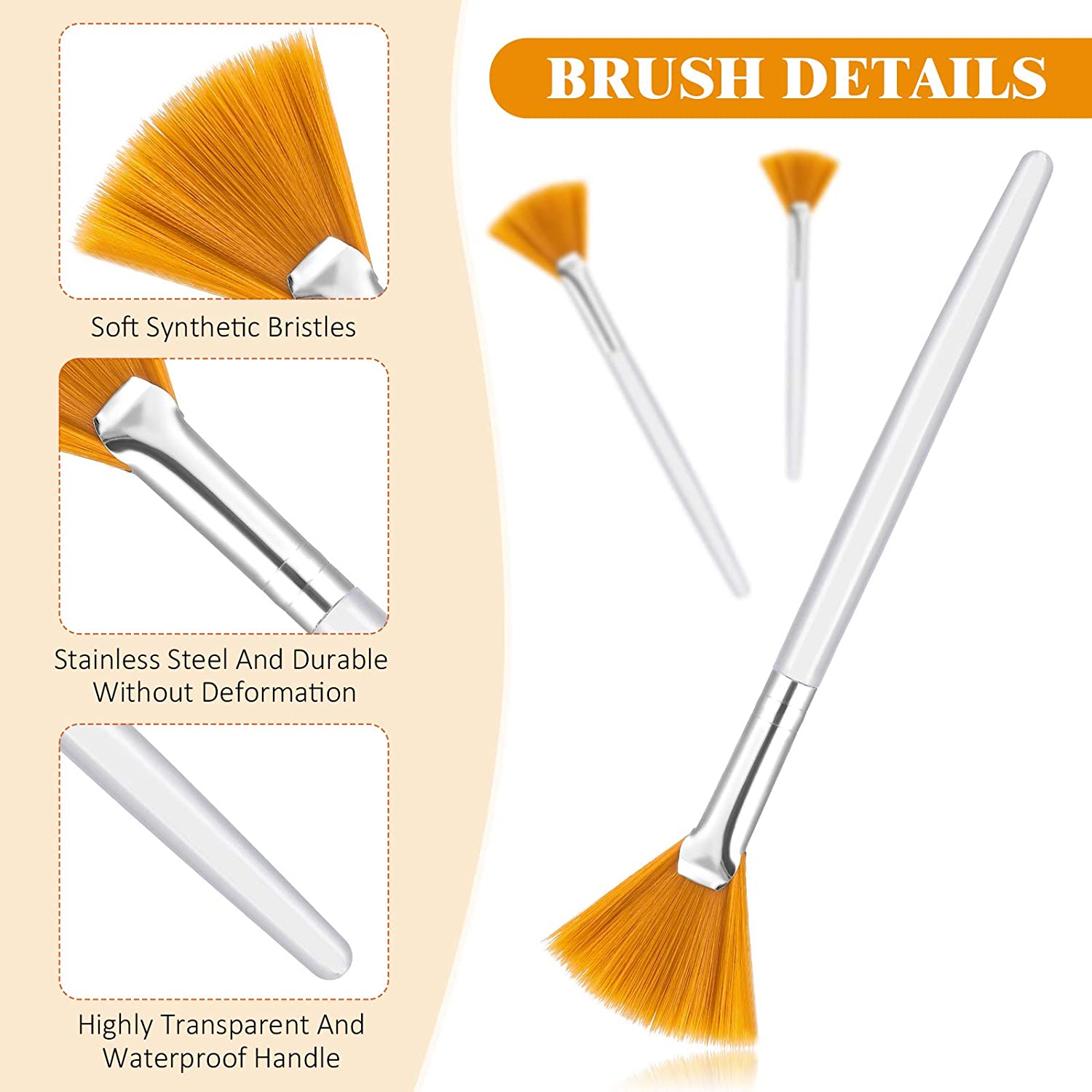 6 Pieces Fan Mask Brushes Soft Fan Facial Mask Applicator Tools Brush Makeup Brushes Cosmetic Tools