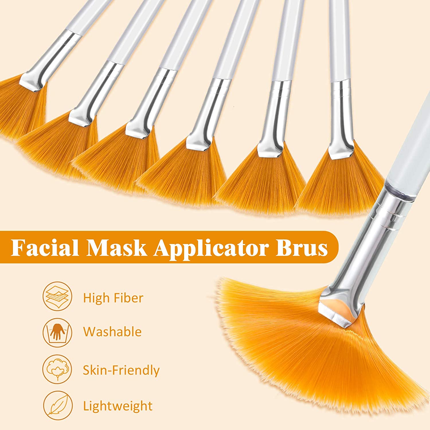 6 Pieces Fan Mask Brushes Soft Fan Facial Mask Applicator Tools Brush Makeup Brushes Cosmetic Tools