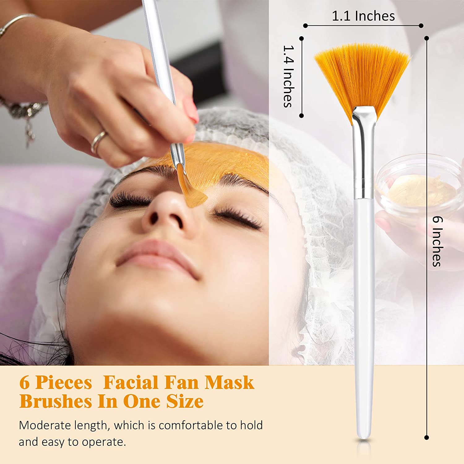 6 Pieces Fan Mask Brushes Soft Fan Facial Mask Applicator Tools Brush Makeup Brushes Cosmetic Tools