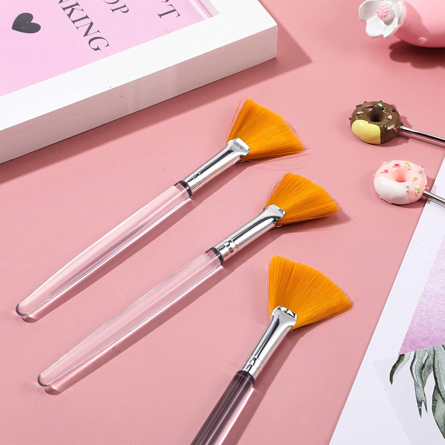 6 Pieces Fan Mask Brushes Soft Fan Facial Mask Applicator Tools Brush Makeup Brushes Cosmetic Tools