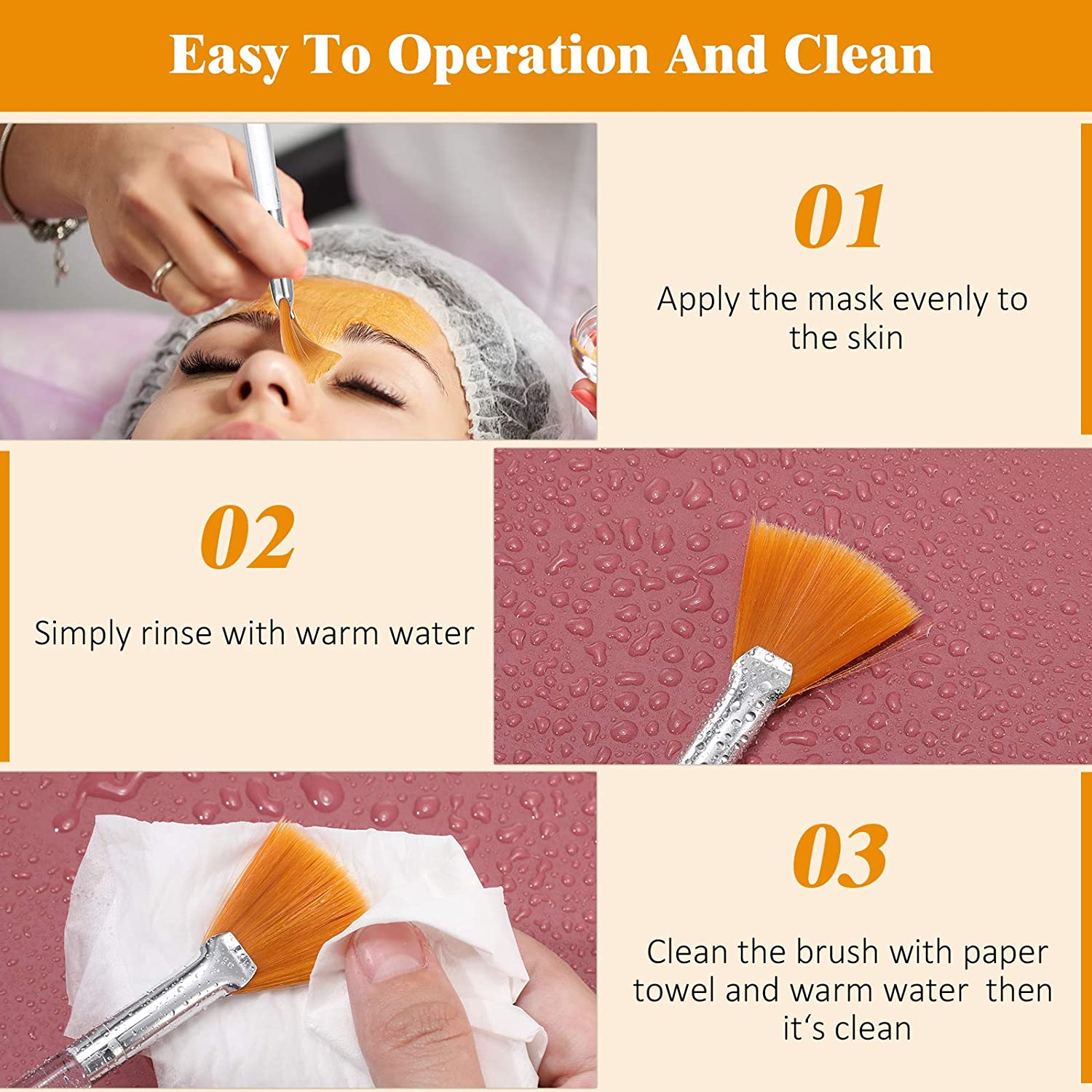 6 Pieces Fan Mask Brushes Soft Fan Facial Mask Applicator Tools Brush Makeup Brushes Cosmetic Tools