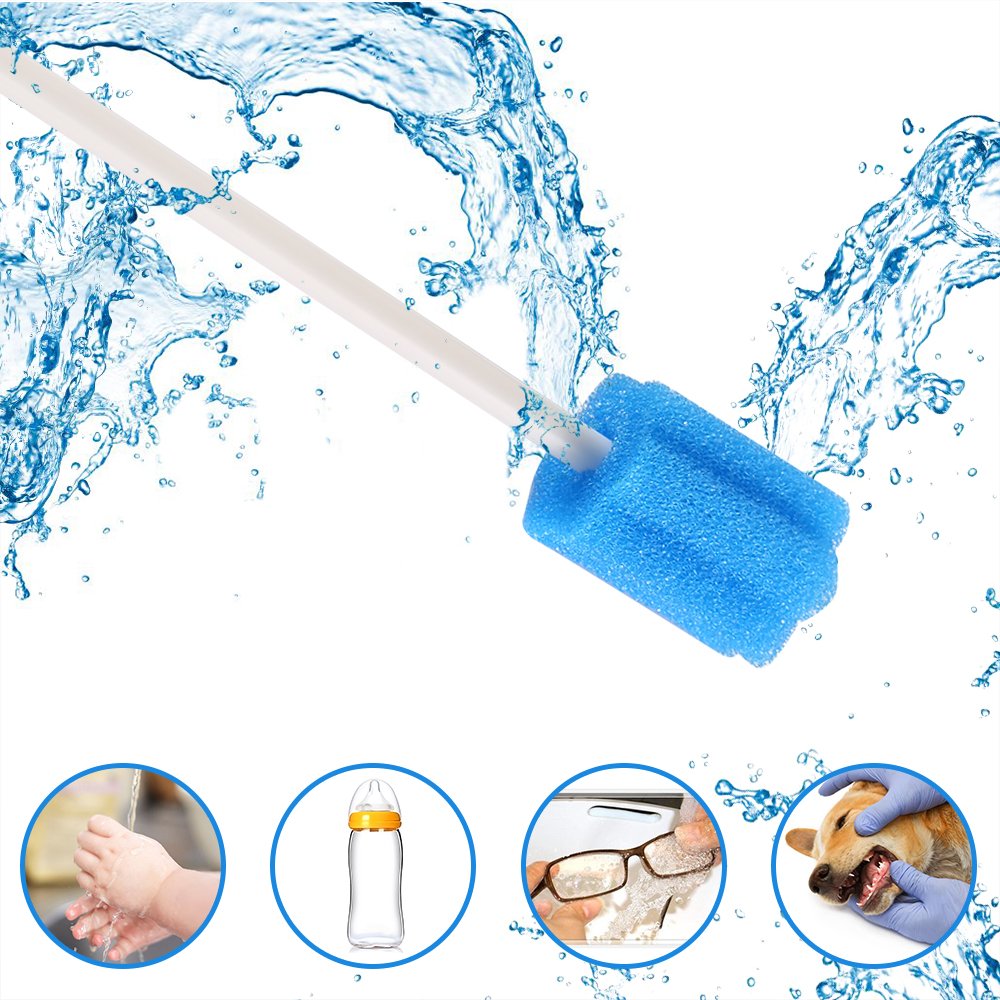 Wellgler"s Disposable Oral Swabs, Sterile Sponge Mouth Swabs (250pcs, blue)