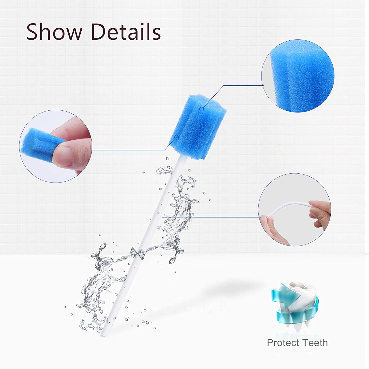 Wellgler"s Disposable Oral Swabs, Sterile Sponge Mouth Swabs (250pcs, blue)